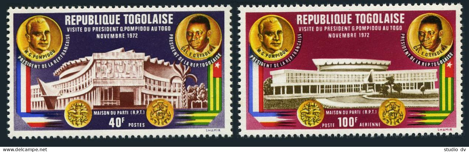 Togo 826, C189, MNH. Mi 951-952. Visit Of President Georges Pompidou,France,1972 - Togo (1960-...)