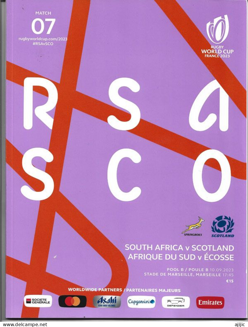 2023 RUGBY WORLD CUP FRANCE / MARSEILLE / SOUTH AFRICA SCOTLAND, OFFICIAL LUXUOUS COLOUR BOOK. 100 PAGES - Rugby