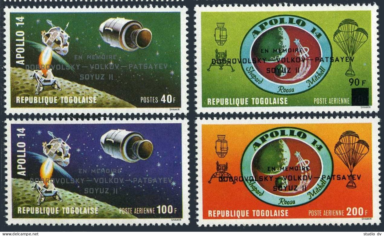 Togo 788,C162-C164, MNH. Michel 884-887. Memory Of Russian Cosmonauts, 1971. - Togo (1960-...)