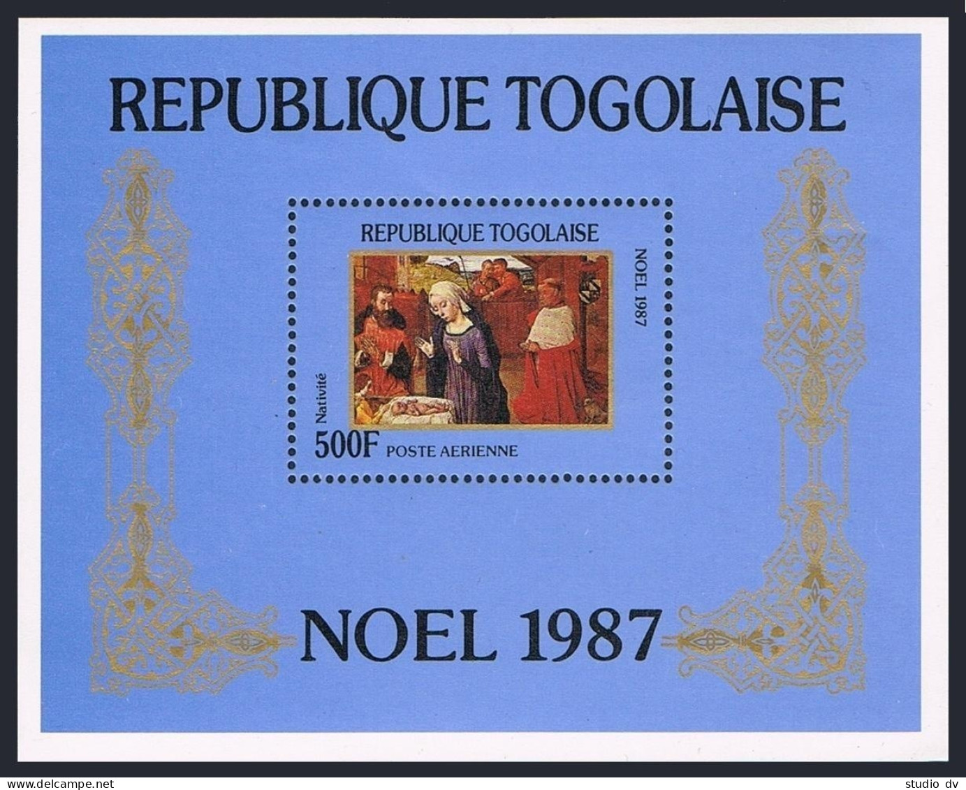 Togo 1448-1451,1452,MNH.Michel 2037-2040,Bl.299. Christmas 1987.Poussin,Cranach, - Togo (1960-...)