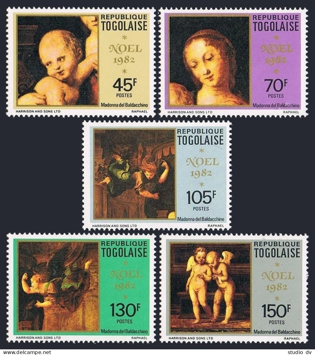 Togo 1144-1148,1149,MNH.Michel 1623-1627,Bl.192. Christmas 1982.Madonna,Raphael. - Togo (1960-...)