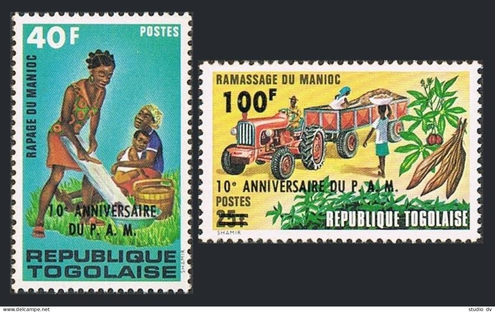 Togo 866-867, MNH. Mi 1023-1024. FAO 1974. World Food Program,10th Ann. Cassava. - Togo (1960-...)