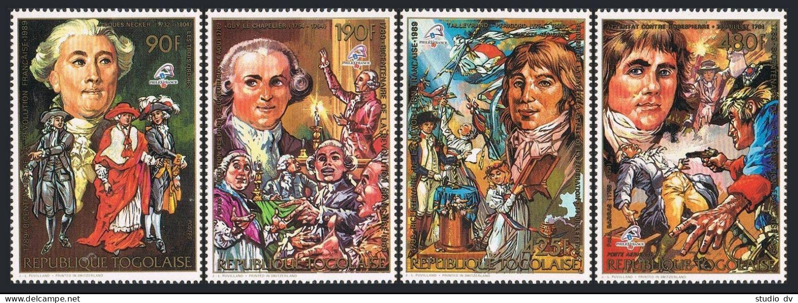 Togo 1535-1538,1539,MNH.Mi 2134-2137,Bl.339. PHILEXFRANCE-1989.French Revolution - Togo (1960-...)