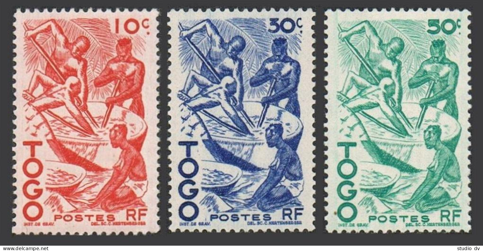 Togo 309-311,MNH.Michel 195-197. Extracting Palm,1947. - Togo (1960-...)