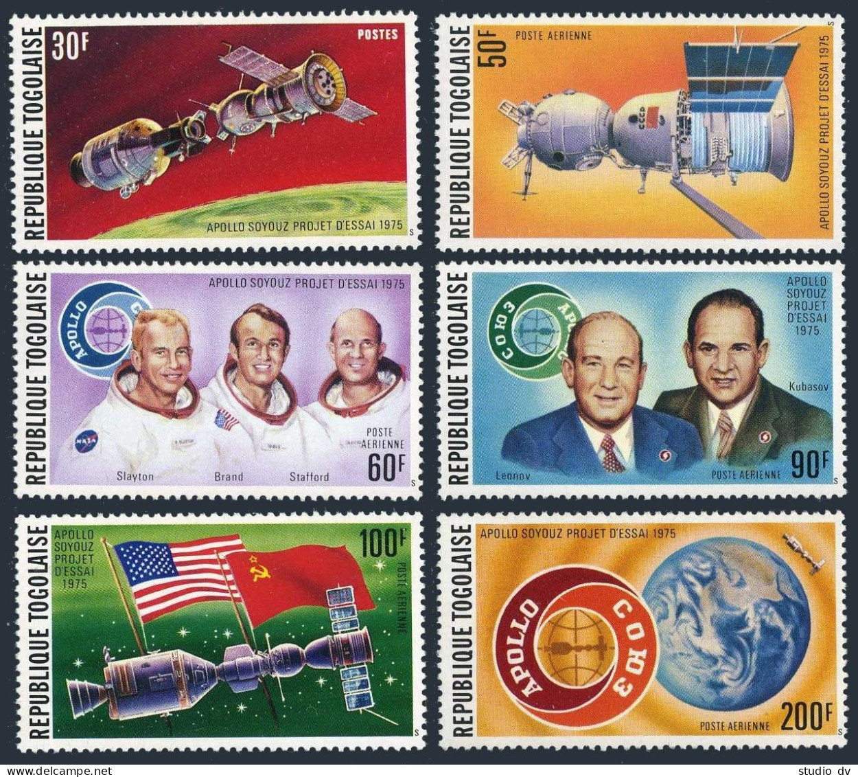 Togo 913,C254-C258, MNH. Michel 1110-1115. Apollo Soyuz Space Test Project,1975. - Togo (1960-...)