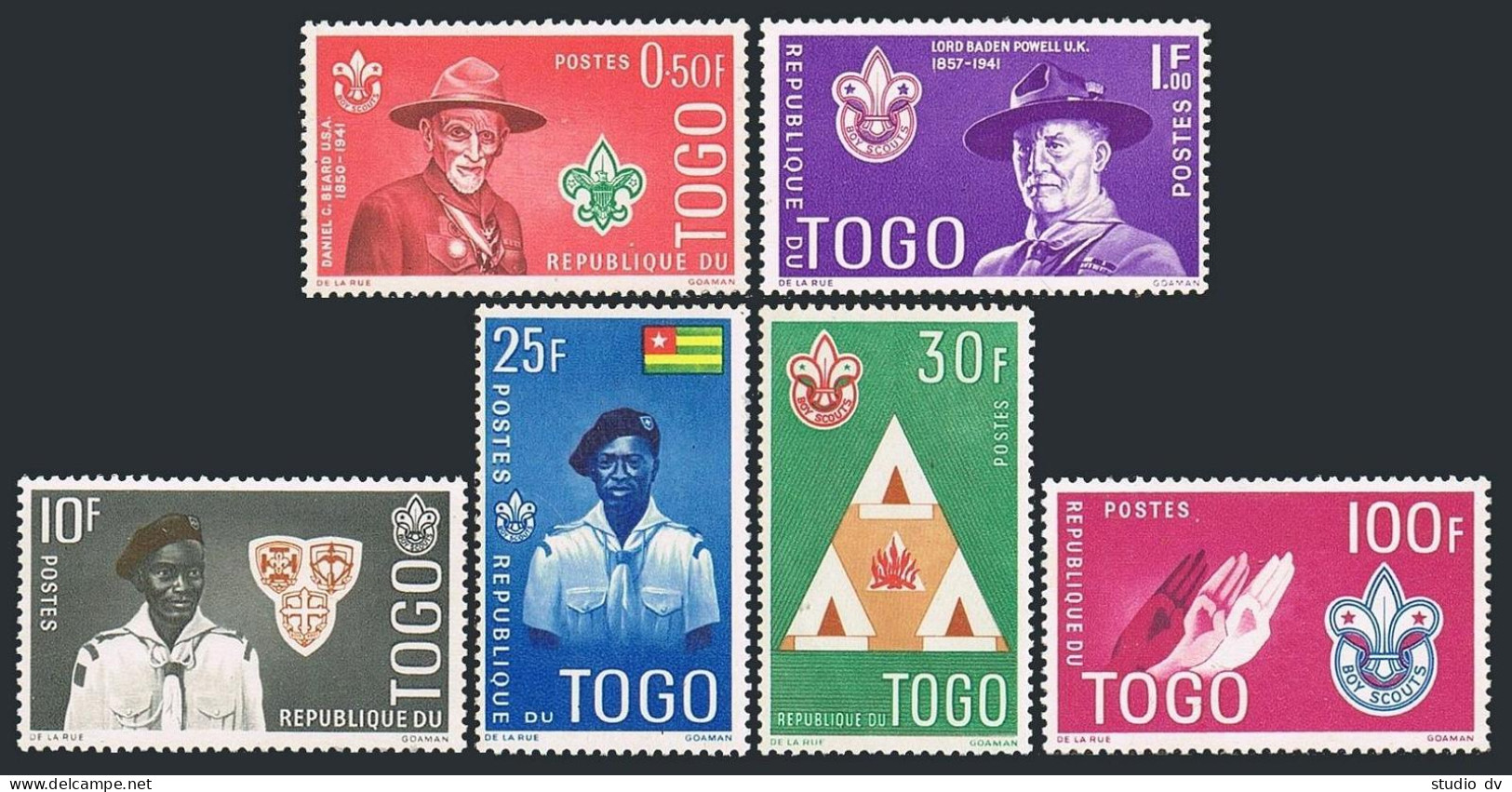 Togo 401-406,MNH.Michel 313-318.Boy Scouting 1961.Lord Baden-Powell,Daniel Beard - Togo (1960-...)