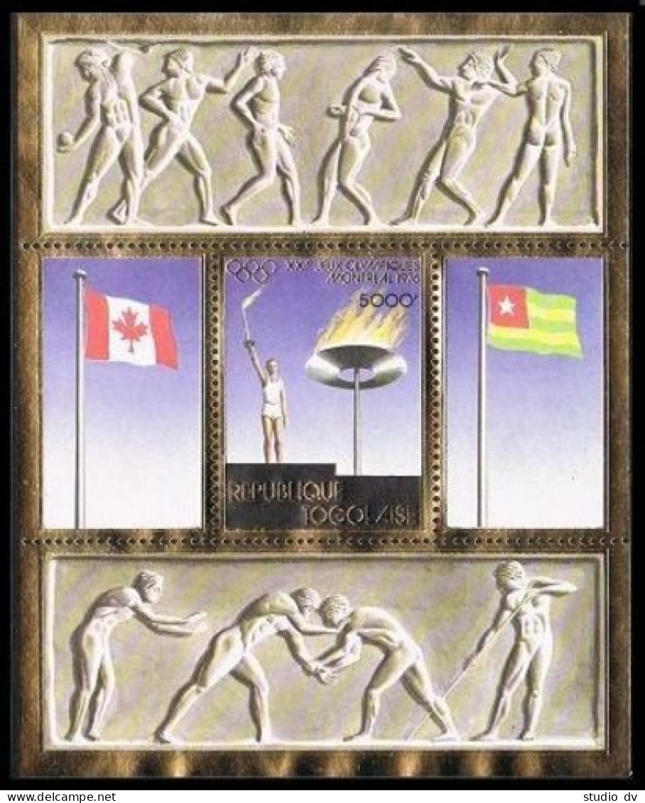 Togo 923F,MNH.Michel 1143 Bl.100A. Olympics Montreal-1976.Torch. - Togo (1960-...)