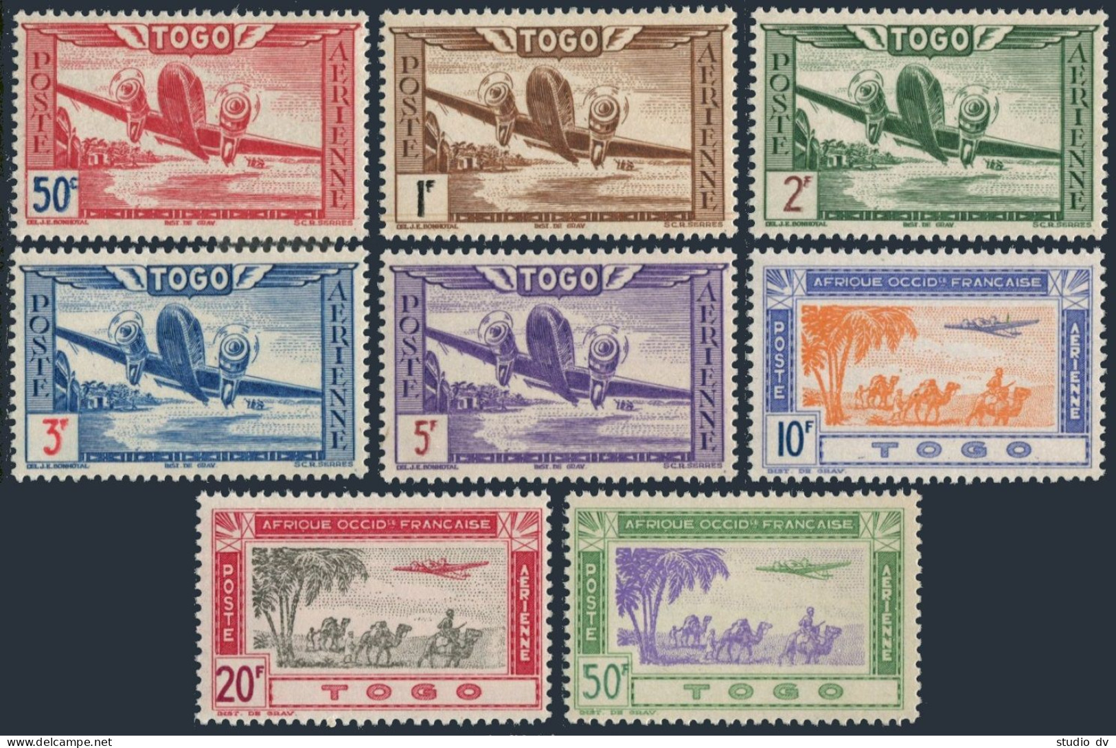 Togo C6-C13, MNH. Michel 177-184. Transport Plane CD88, Camel's Caravan. 1942. - Togo (1960-...)