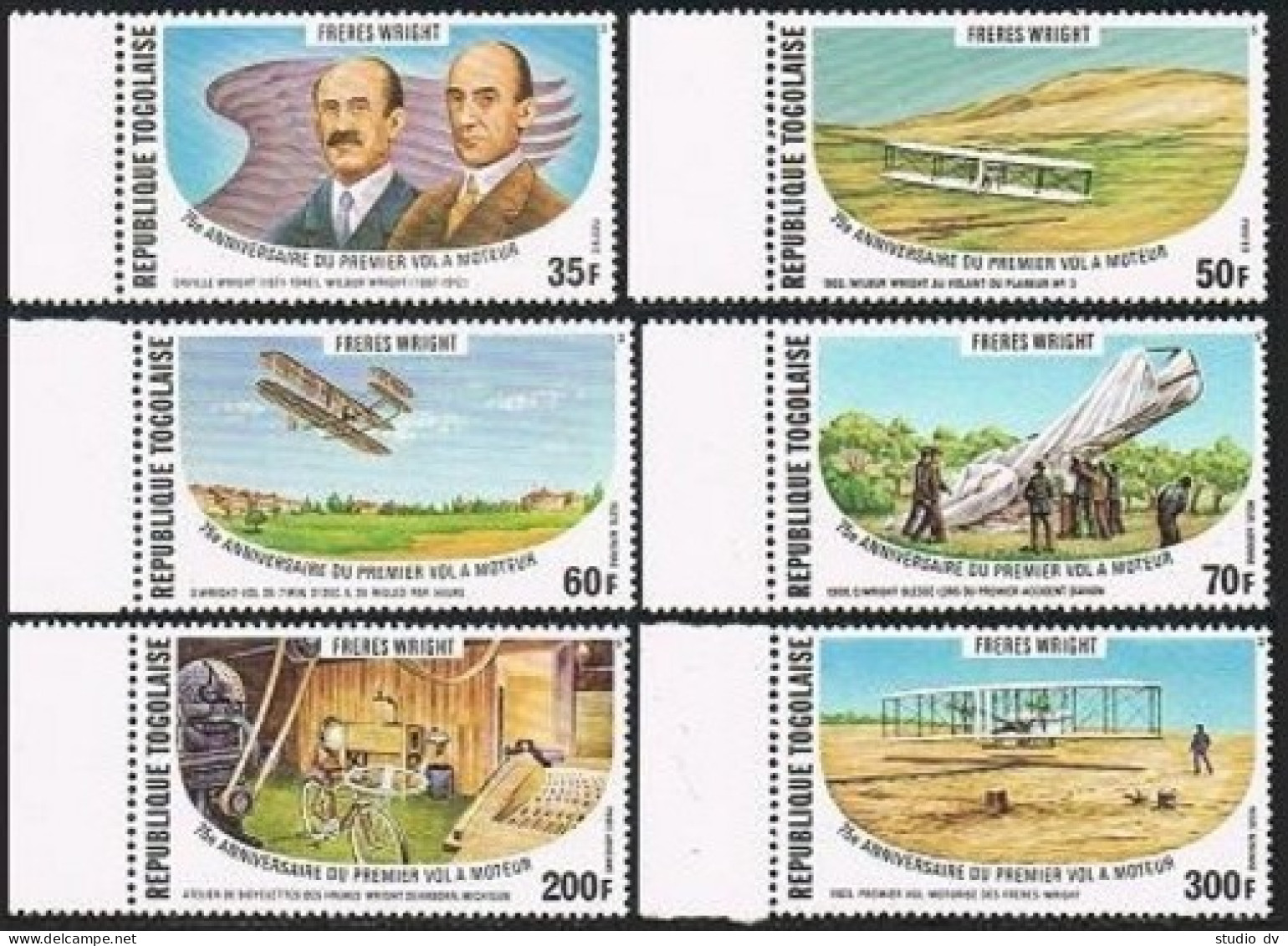 Togo 976-C339,C339a, MNH. Mi 1270-1275, Bl.124. Wright Brothers Flight,75. 1978. - Togo (1960-...)