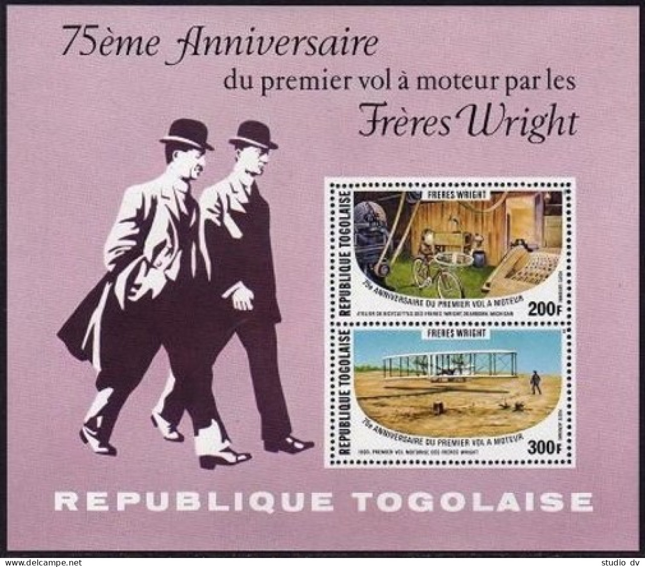 Togo 976-C339,C339a, MNH. Mi 1270-1275, Bl.124. Wright Brothers Flight,75. 1978. - Togo (1960-...)