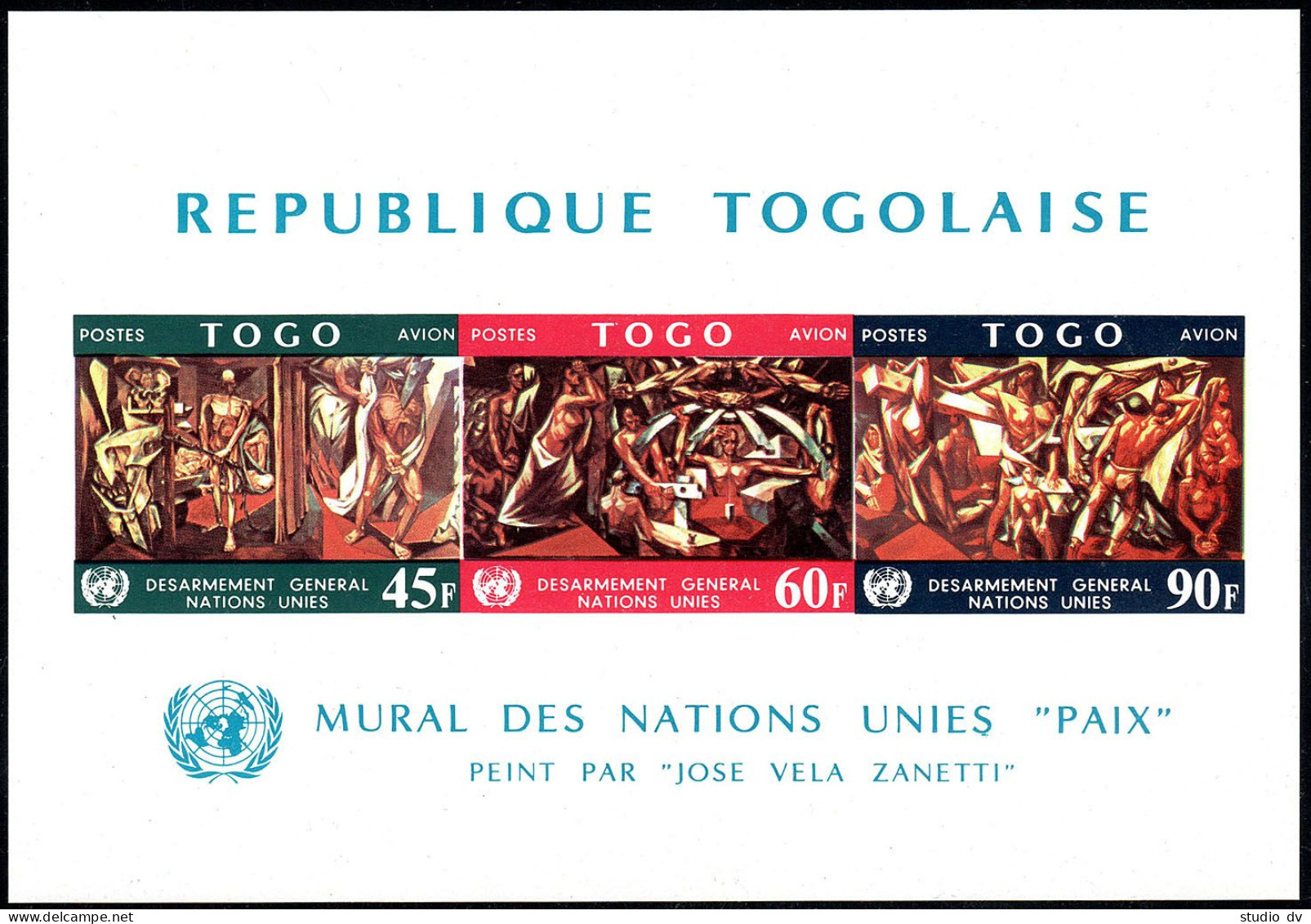 Togo C73-C78,C78a Sheet,MNH.Mi 588-593,Bl.30. 1967.Mural By Jose Vela Zanetti. - Togo (1960-...)