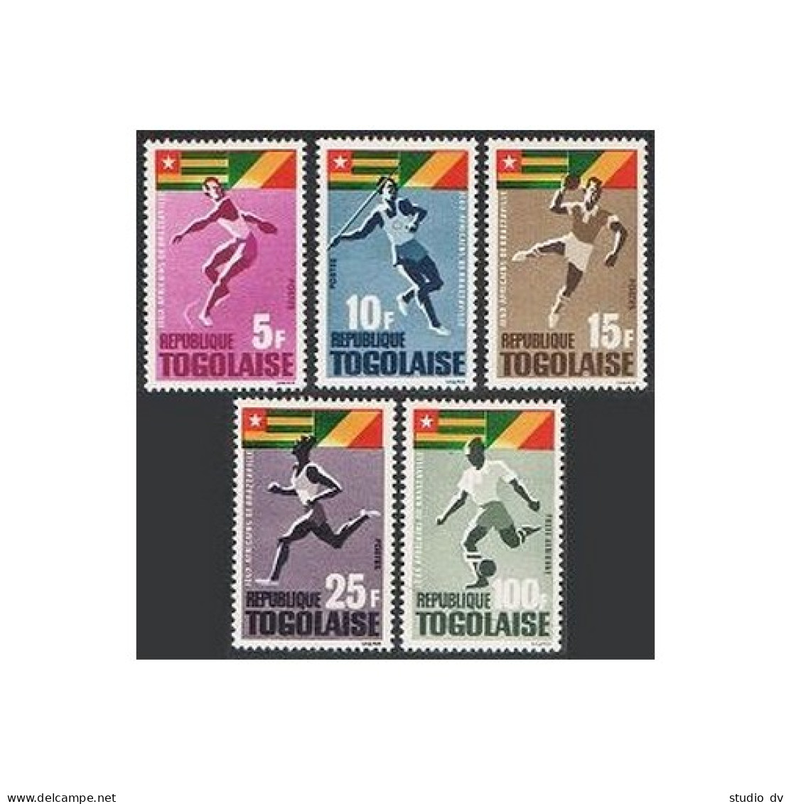 Togo 525-528,C46,MNH.Michel 467-471.African Games,1965.Discus,Javelin,Soccer, - Togo (1960-...)
