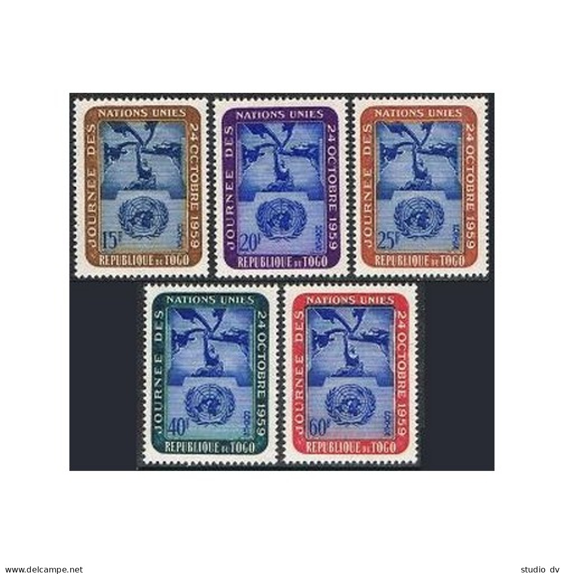 Togo 364-368, MNH. Michel 271-275. United Nations Day, 1959. Five Continents. - Togo (1960-...)