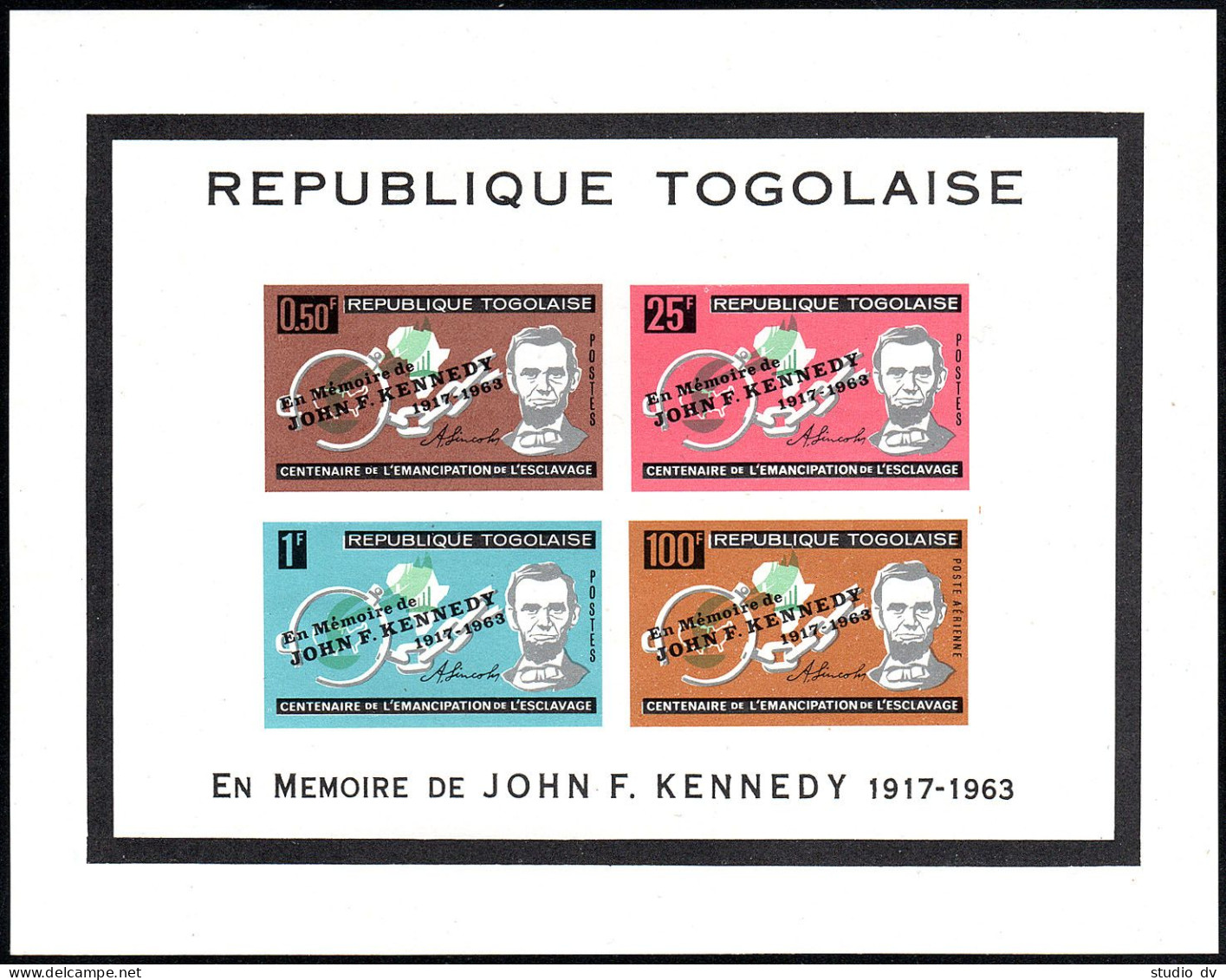 Togo 473-475,C41, C41a, C41a Var, MNH. Mi 407-410,Bl.12-13. John F.Kennedy,1964. - Togo (1960-...)
