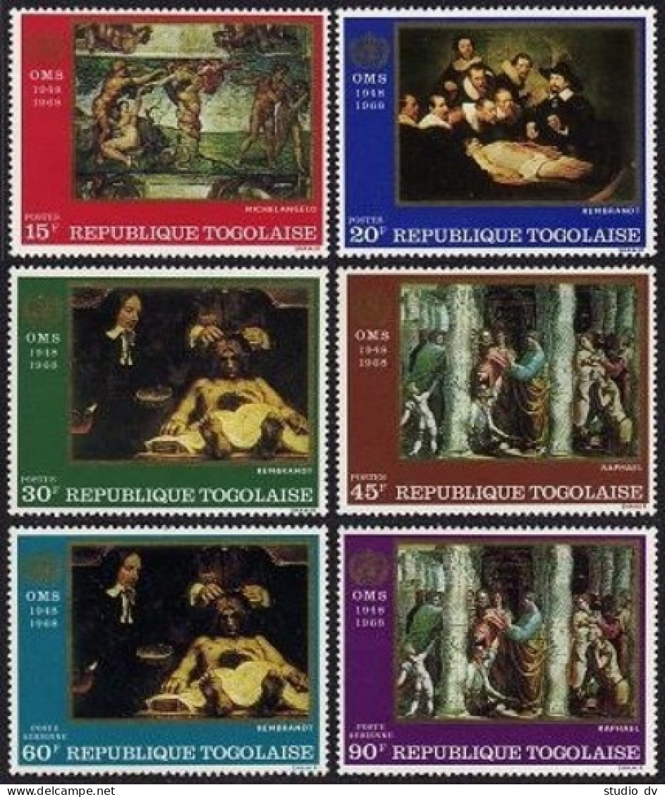 Togo 646-649,C93-C94, C94a, MNH. Mi 655-660, Bl.34. WHO,20, 1968. Michelangelo, - Togo (1960-...)