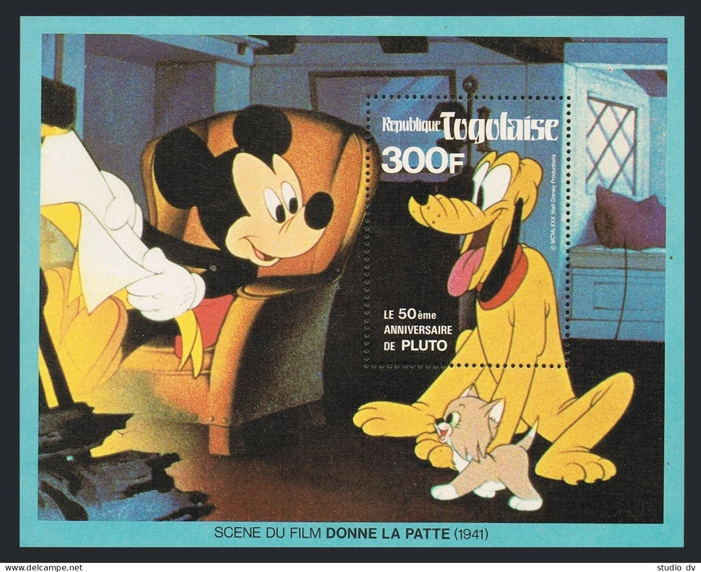 Togo 1070A 2 Var. 1070A Sheet, 1072A, MNH. Walt Disney, 1980. Pluto. - Togo (1960-...)