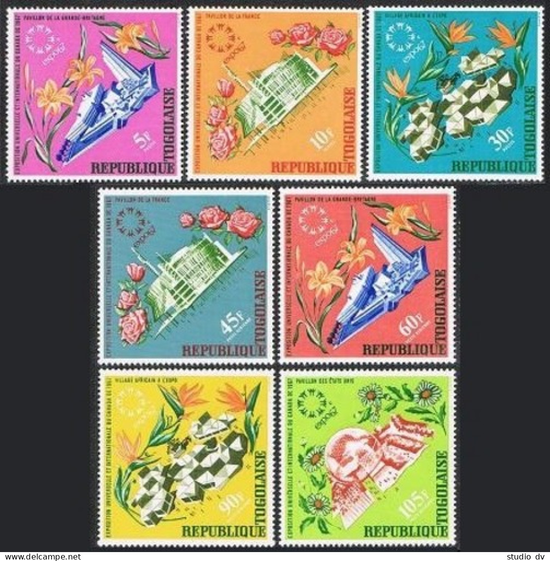 Togo 604-606,C69-C72, C71a, MNH. Mi 578-584, Bl.29. EXPO-1967 Montreal. Flowers. - Togo (1960-...)