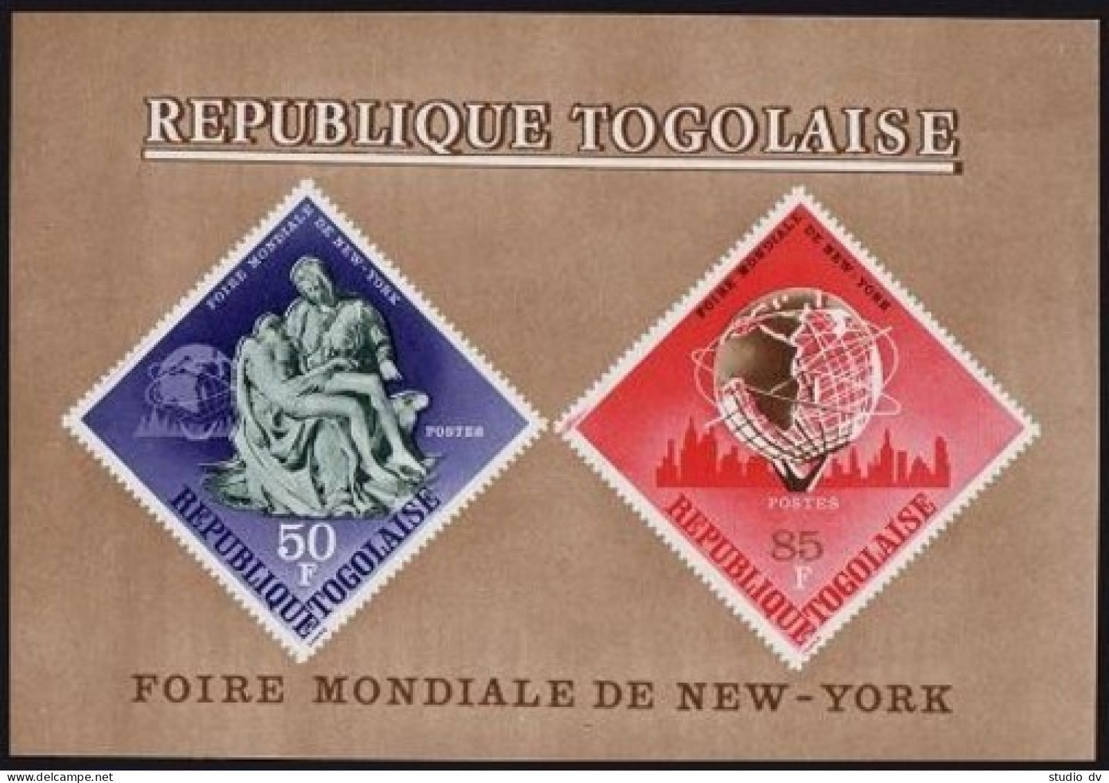 Togo 533-537,537a,MNH. Mi 477-481,Bl.21. New York World Fair 1965. Michelangelo. - Togo (1960-...)