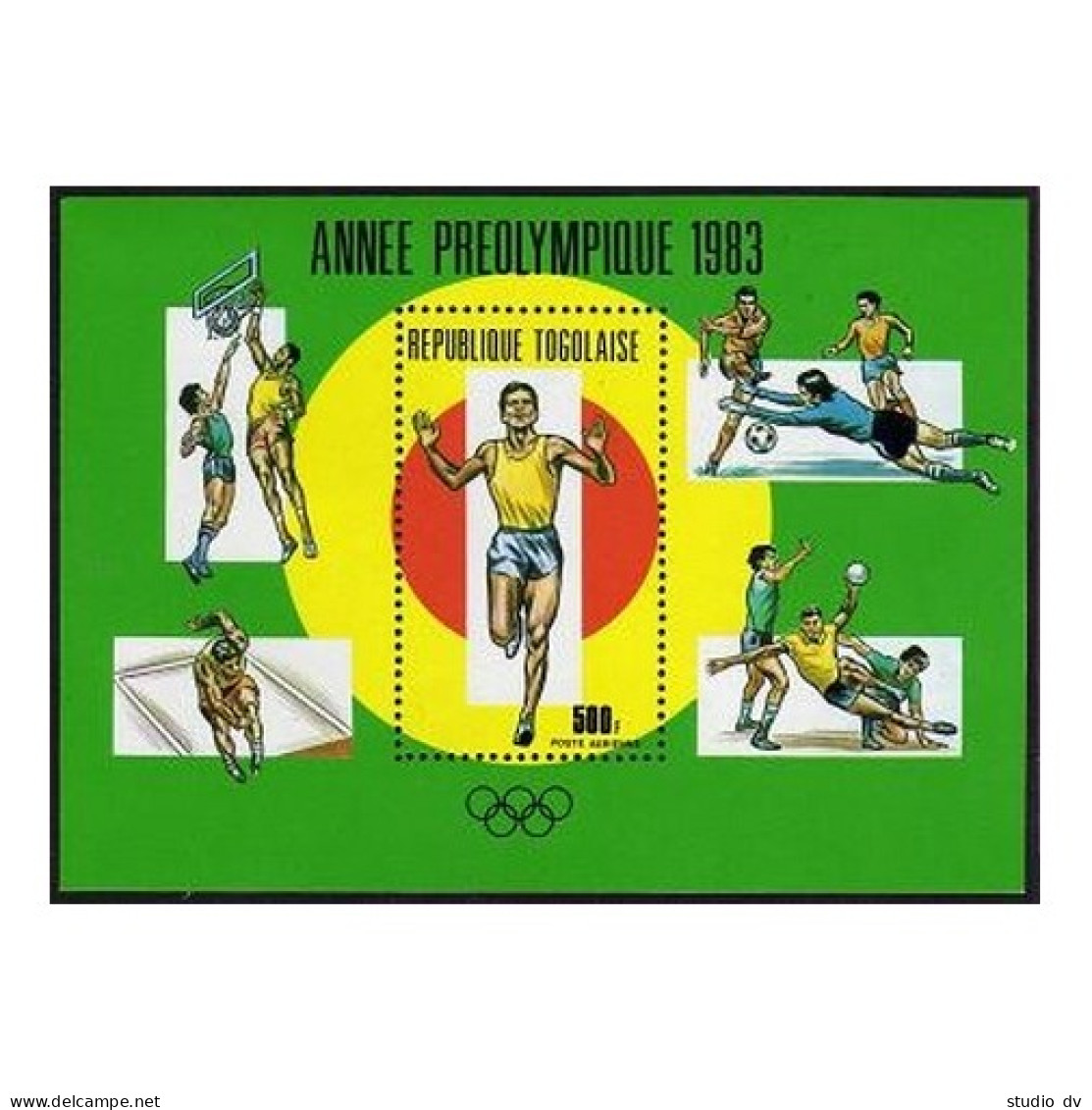 Togo C481-C484, C485, MNH. Mi 1647-1650, Bl.201. Pre-Olympics Los Angeles-1984. - Togo (1960-...)