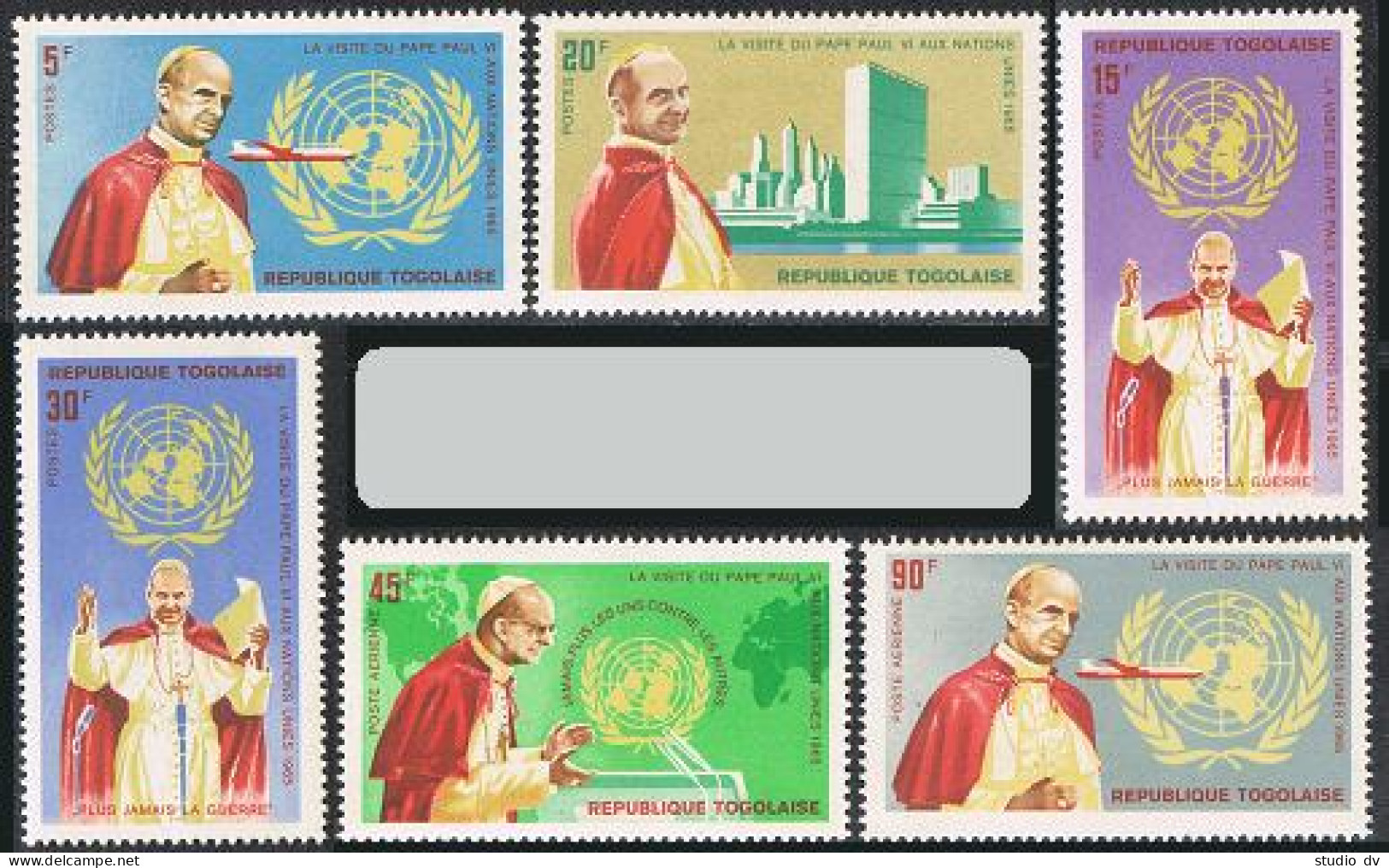 Togo 549-552,C49-C50,C50a,MNH.Michel 494-499,Bl.23. Pope Paul VI,UN Visit,1965. - Togo (1960-...)