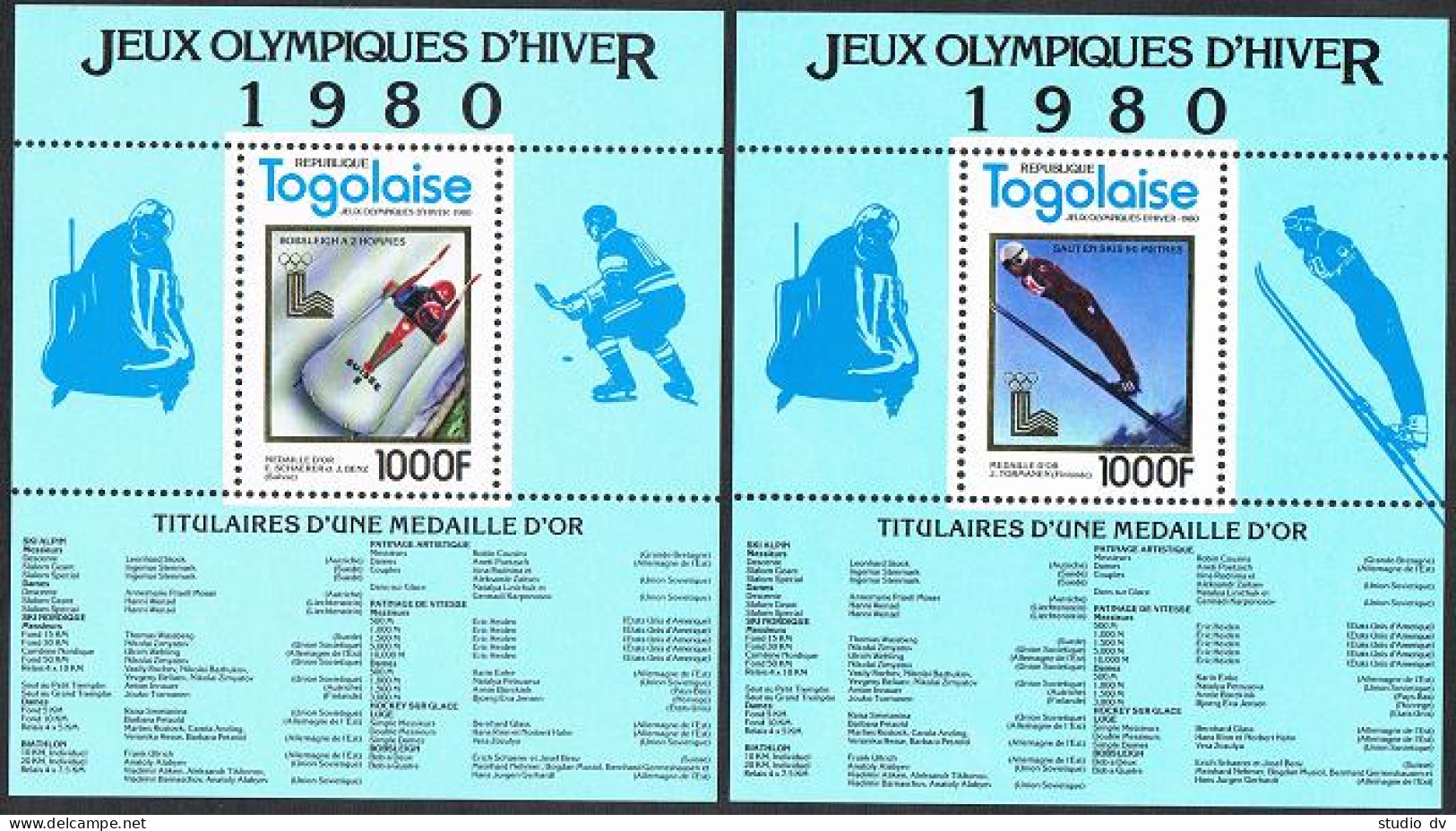 Togo 1049 A-E,1049 F-J,MNH. Olympics Lake Placid-1980. Gold Medalists. Hockey. - Togo (1960-...)