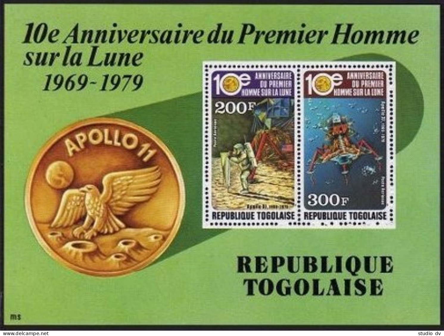 Togo 1040-C401,C401a Sheet,MNH.Michel 1392-1397,Bl.148. Apollo 11 Flight-10,1979 - Togo (1960-...)