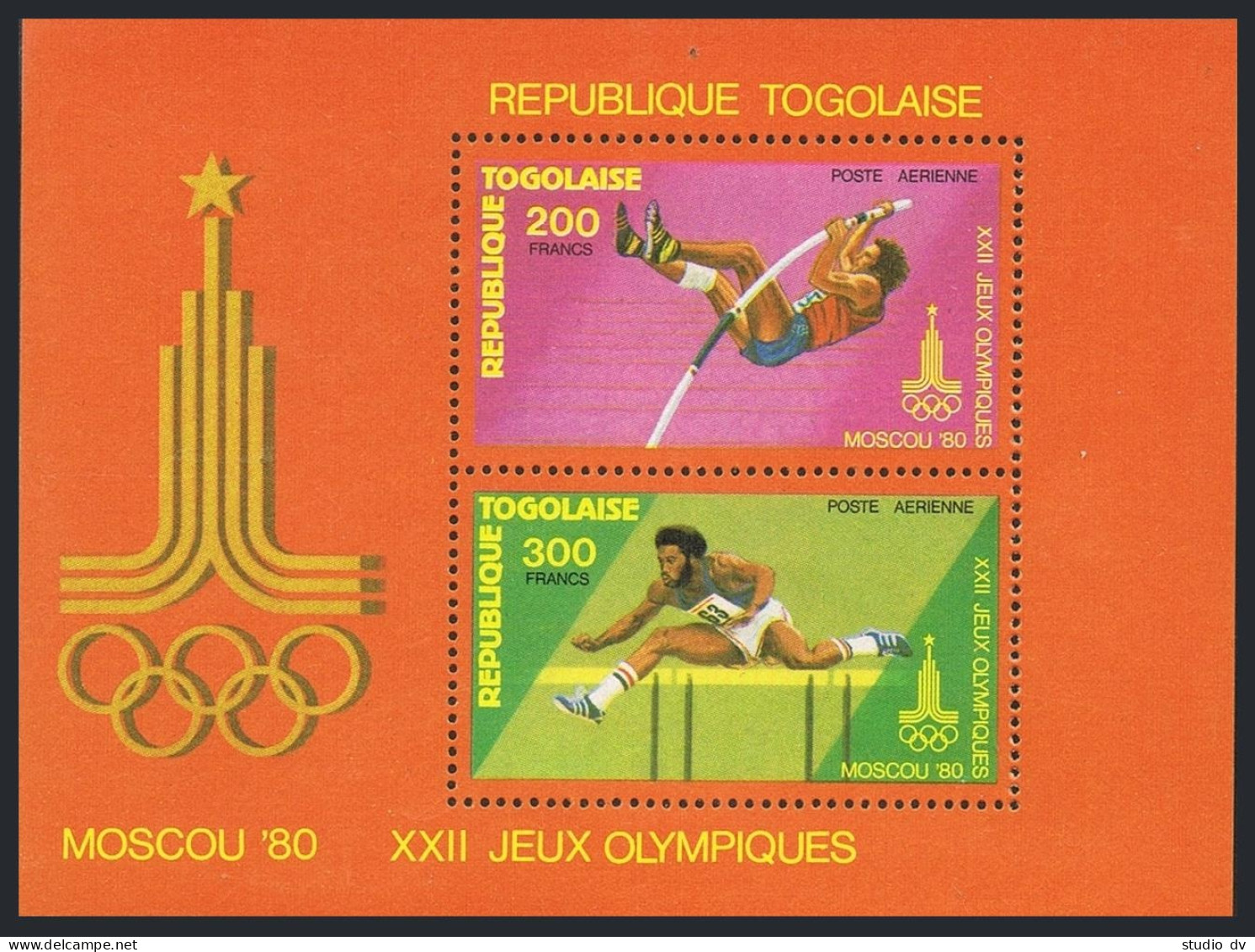 Togo 1050-1052,C413-C415,C415a, MNH. Olympics Moscow-1980. Swimming, Gymnastics, - Togo (1960-...)