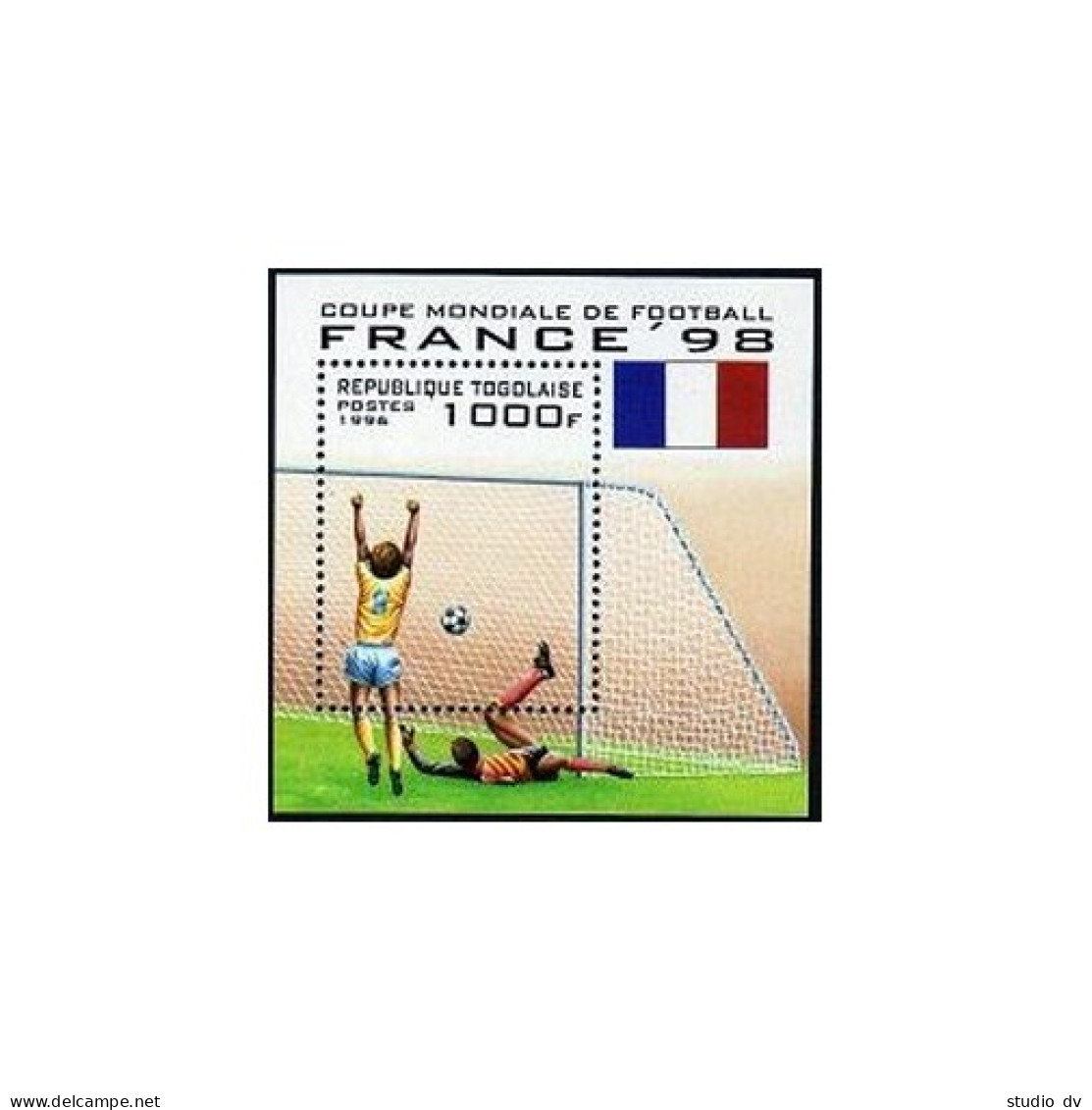 Togo 1713-1718,1719,MNH.Michel 2389-2394,Bl.392. World Soccer Cup France-1996. - Togo (1960-...)