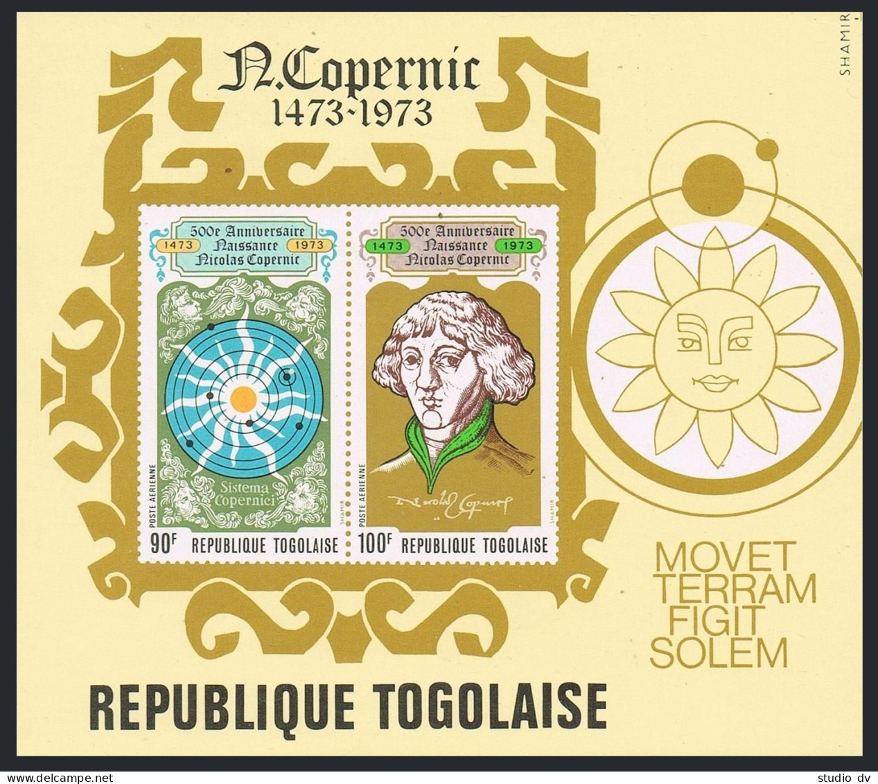 Togo C201a Sheet, MNH. Mi Bl.77. Nicolaus Copernicus 1973. Heliocentric System. - Togo (1960-...)