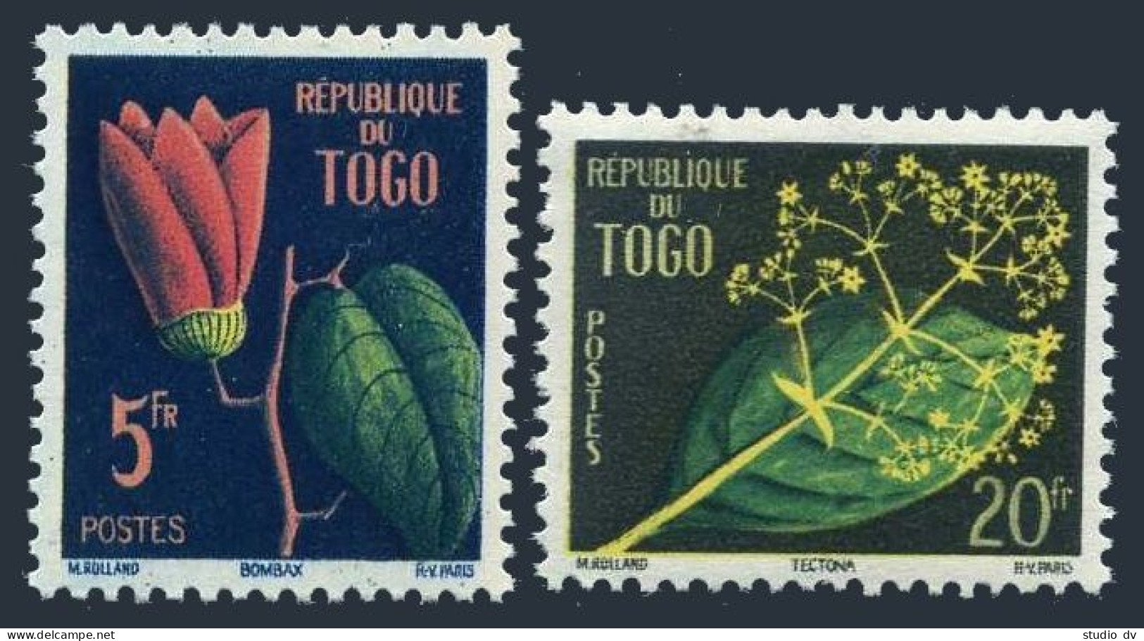 Togo 348-349,MNH.Michel 266-267. Flowers 1959:Bombax Tree,Teakwood. - Togo (1960-...)