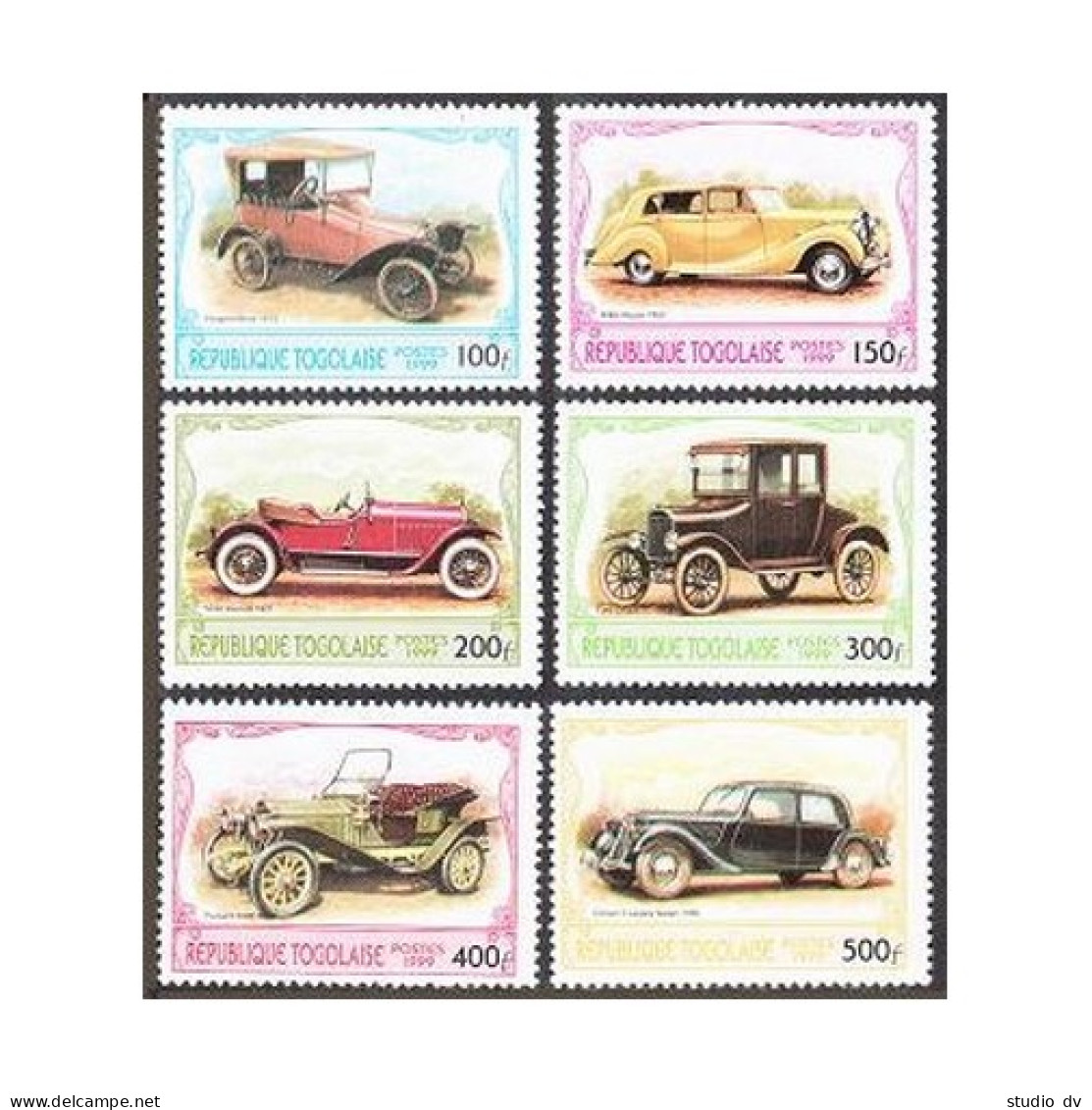 Togo 1882H-1882M,1882N,MNH. Antique Automobiles,1999. - Togo (1960-...)