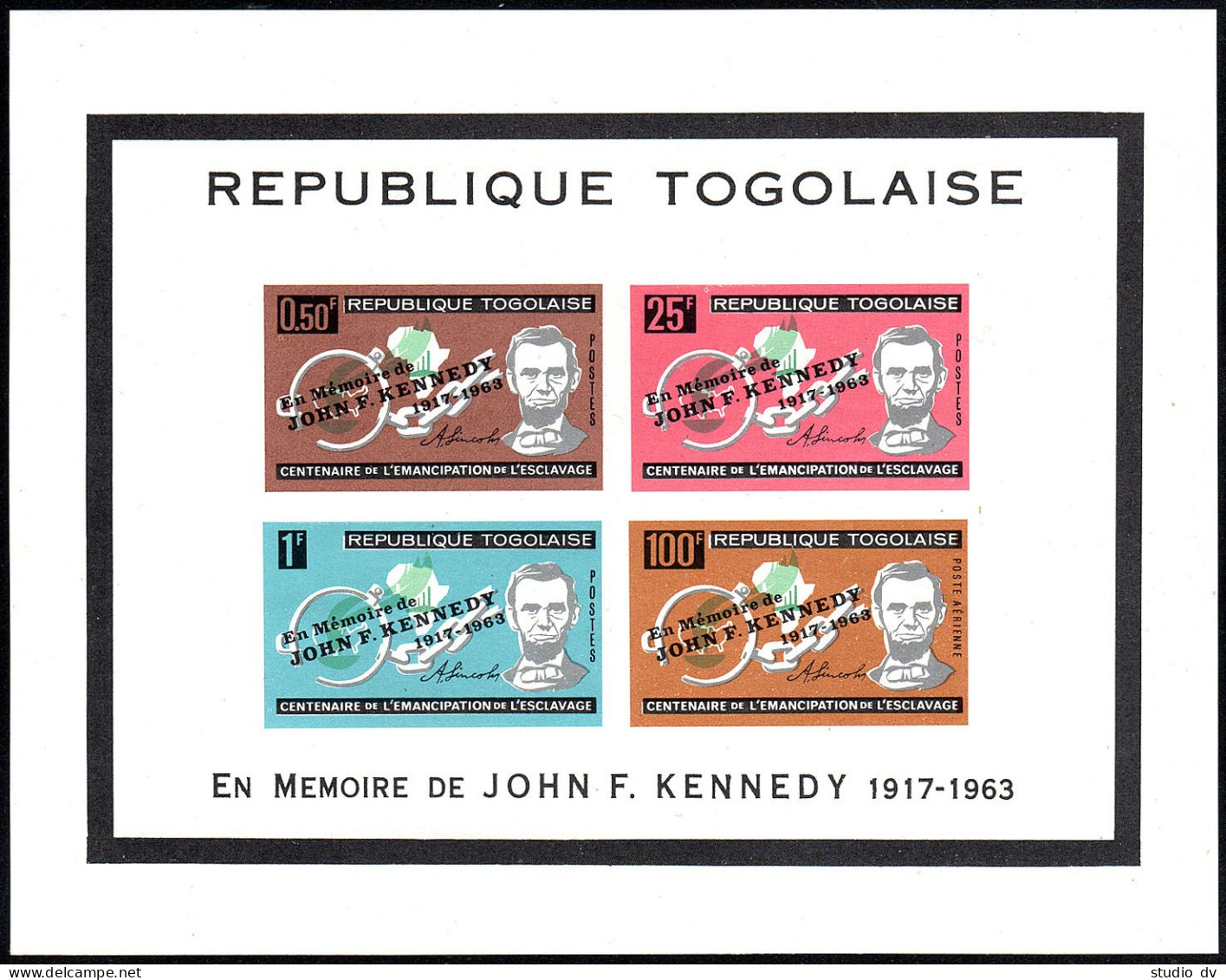 Togo 473-475,C41,C41a,MNH.Michel 407-410,Bl.12. Memory Of John F.Kennedy.Lincoln - Togo (1960-...)