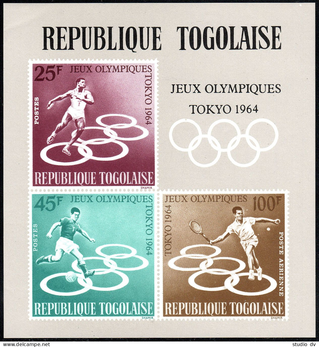 Togo 491-494,C43,imperf,C43a,MNH.Michel 435-439 A,B,Bl.15. Olympics Tokyo-1964. - Togo (1960-...)