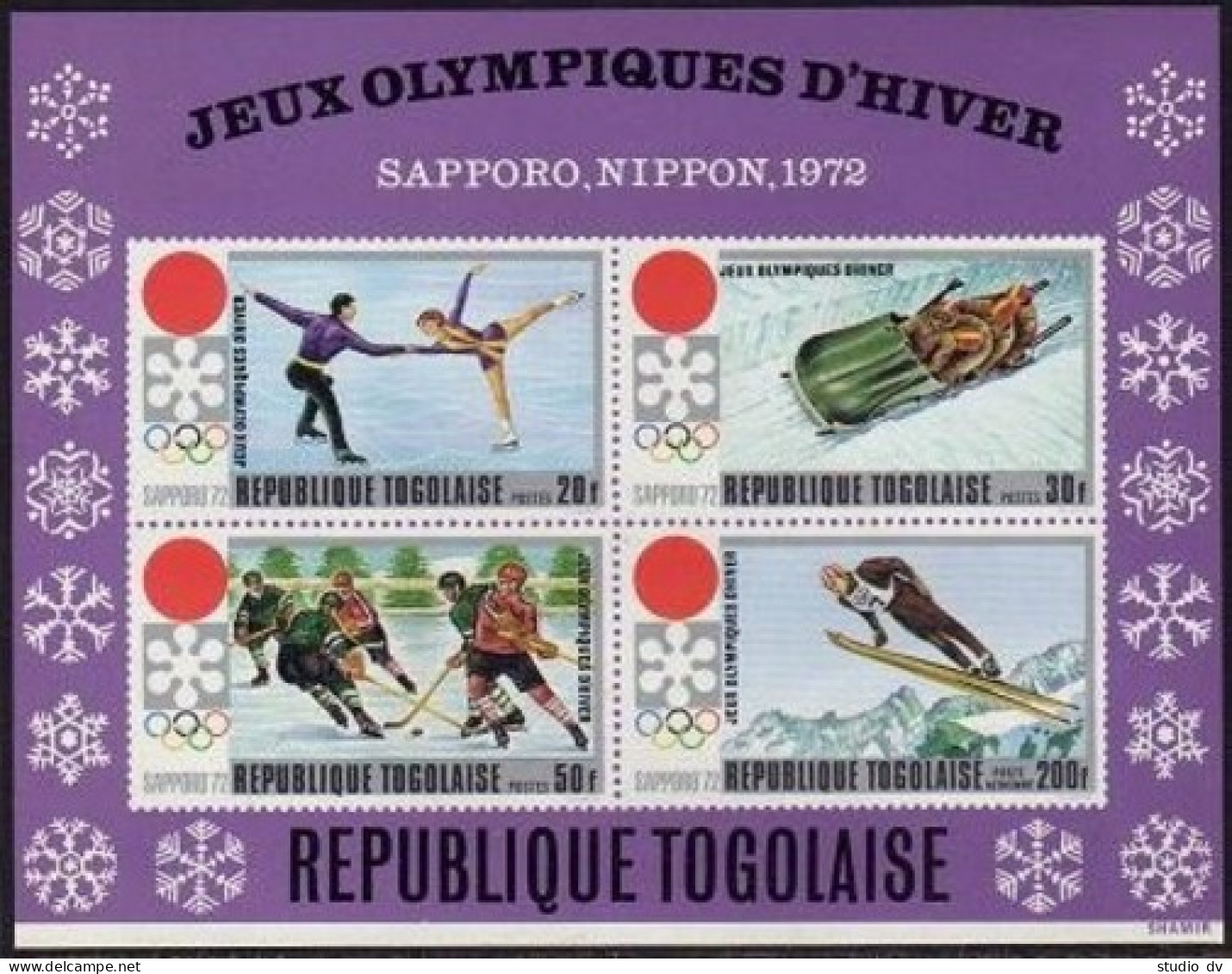 Togo 789-793,C165, C165a, MNH. Mi 888-893, Bl.59. Olympics Sapporo-1972. Hockey, - Togo (1960-...)
