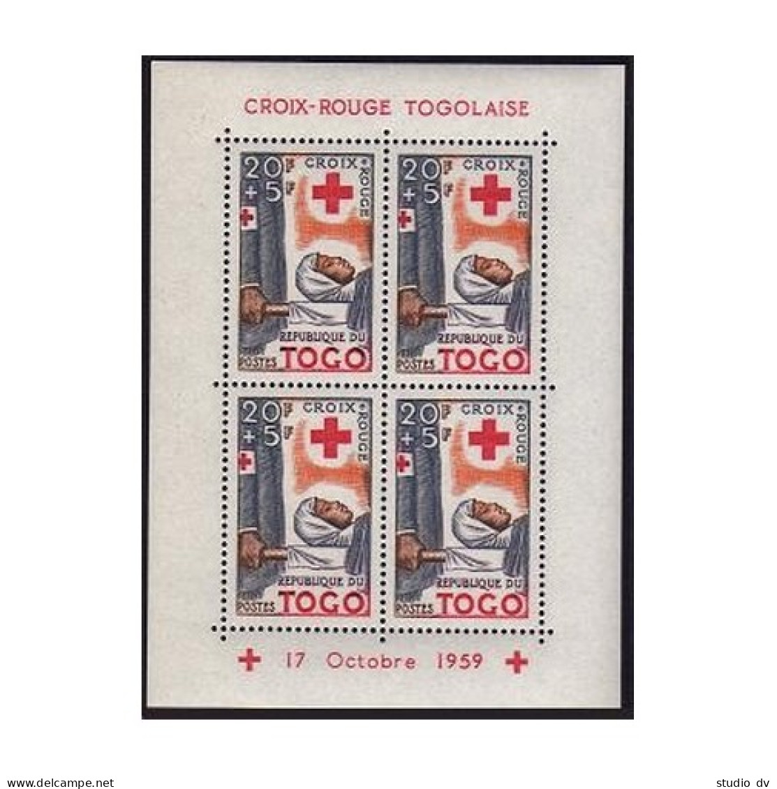 Togo B12a-B14a Sheets,MNH.Michel Bl.2A-4A. Red Cross 1959.Blood Transfusion. - Togo (1960-...)