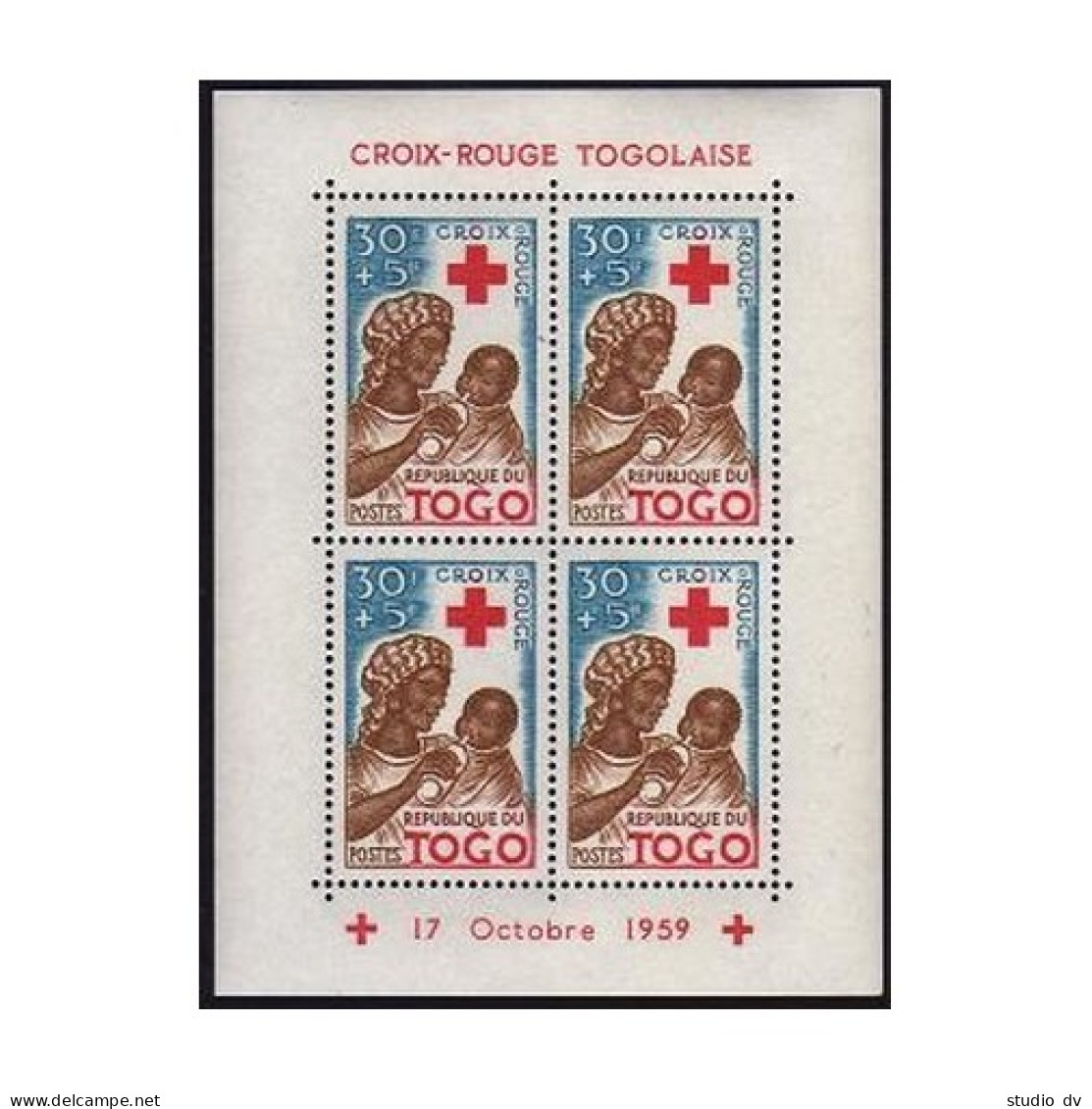 Togo B12a-B14a Sheets,MNH.Michel Bl.2A-4A. Red Cross 1959.Blood Transfusion. - Togo (1960-...)