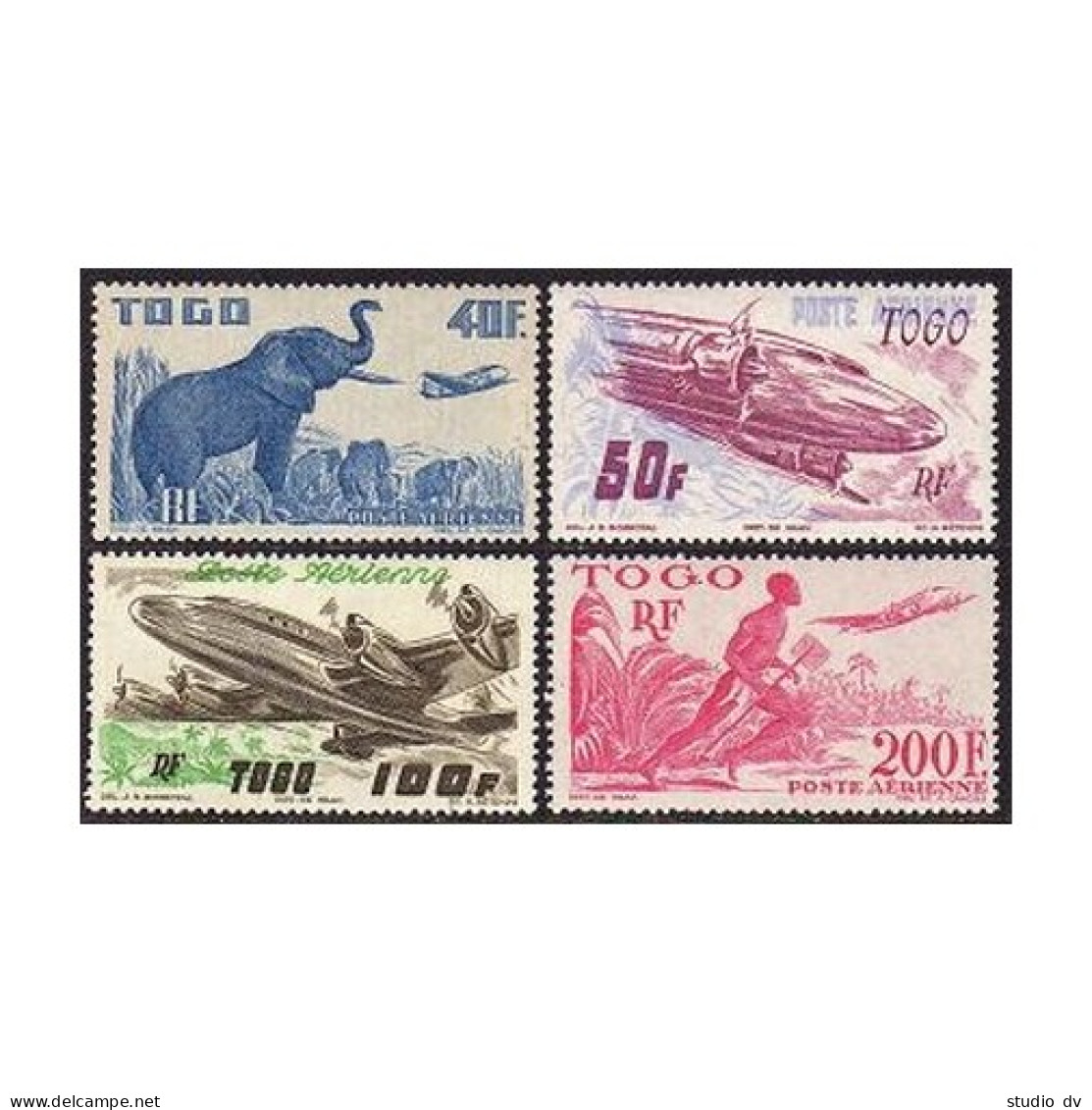 Togo C14-C17,MNH.Michel 213-216. 1947.Transport,Elephants,Planes,Post Runner. - Togo (1960-...)