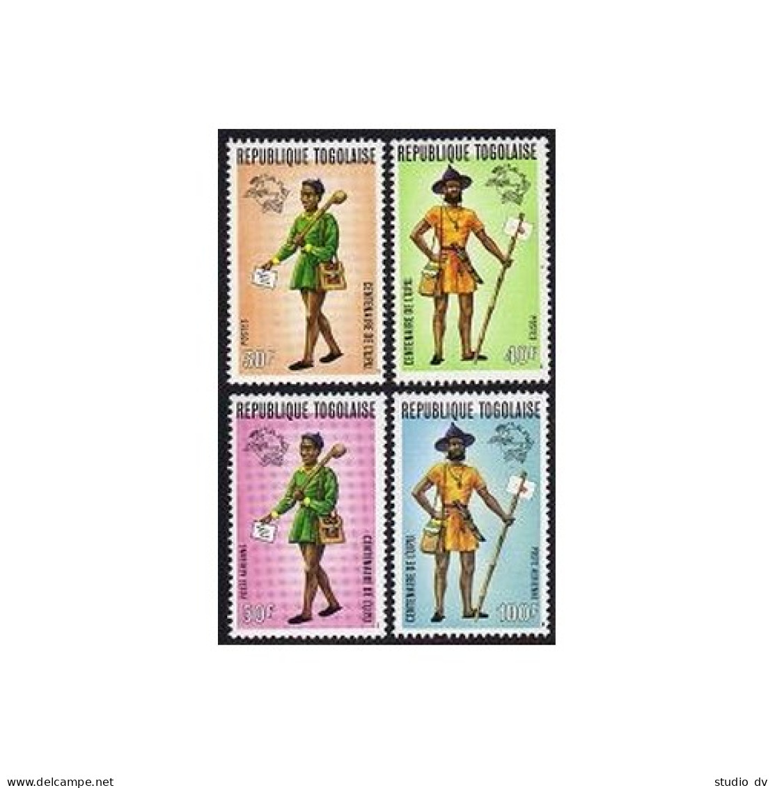 Togo 873-C223, MNH. Michel 1035-1038. UPU-100, 1974. Mailman, Different Uniform. - Togo (1960-...)