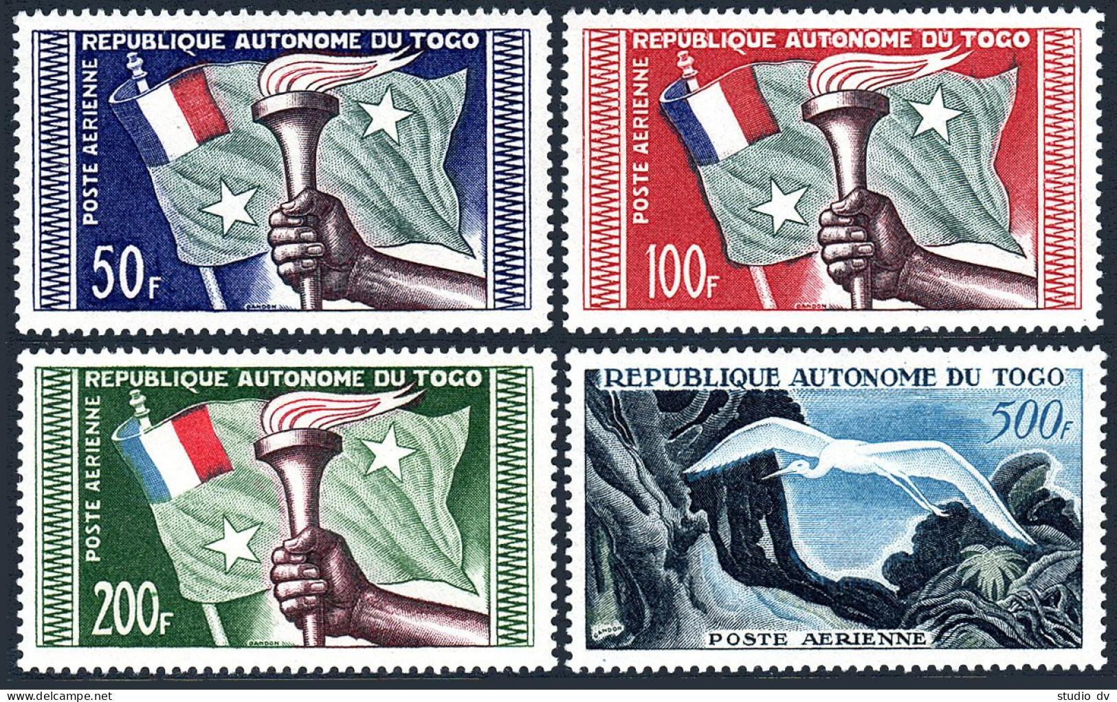 Togo C22-C25,C26-C30,MNH.Michel 241-244,261-265. Flag,Torch,Plane,Great Egret. - Togo (1960-...)