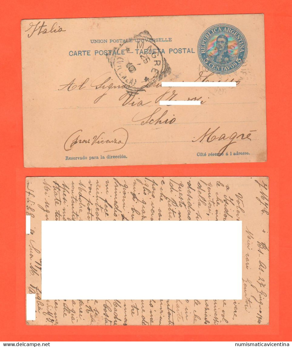 Argentina Intero Postale Di Suora Missionaria Italiana X L' Italia 1901 Religieuse Papelería Postal Da 5 Centavos - Postal Stationery