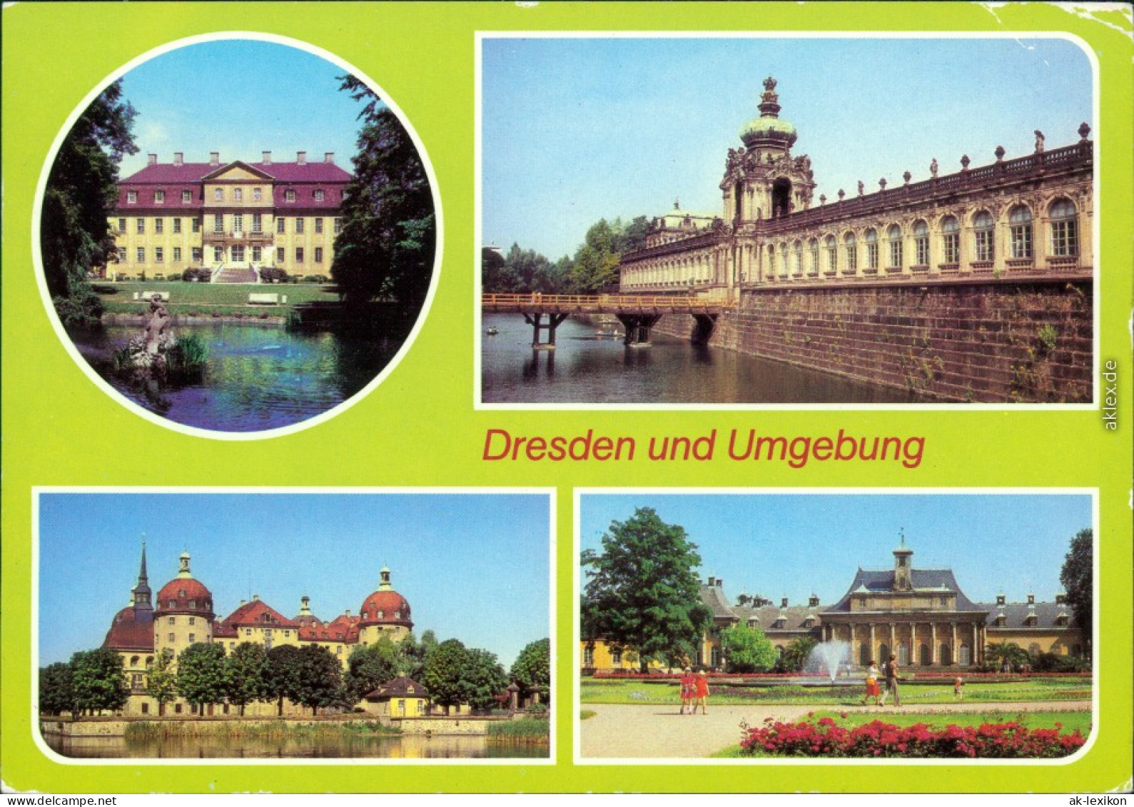 Schlösser: Rammenau-Bischofswerda, Dresdner-Zwinger, Moritzburg, Pillnitz G1984 - Dresden