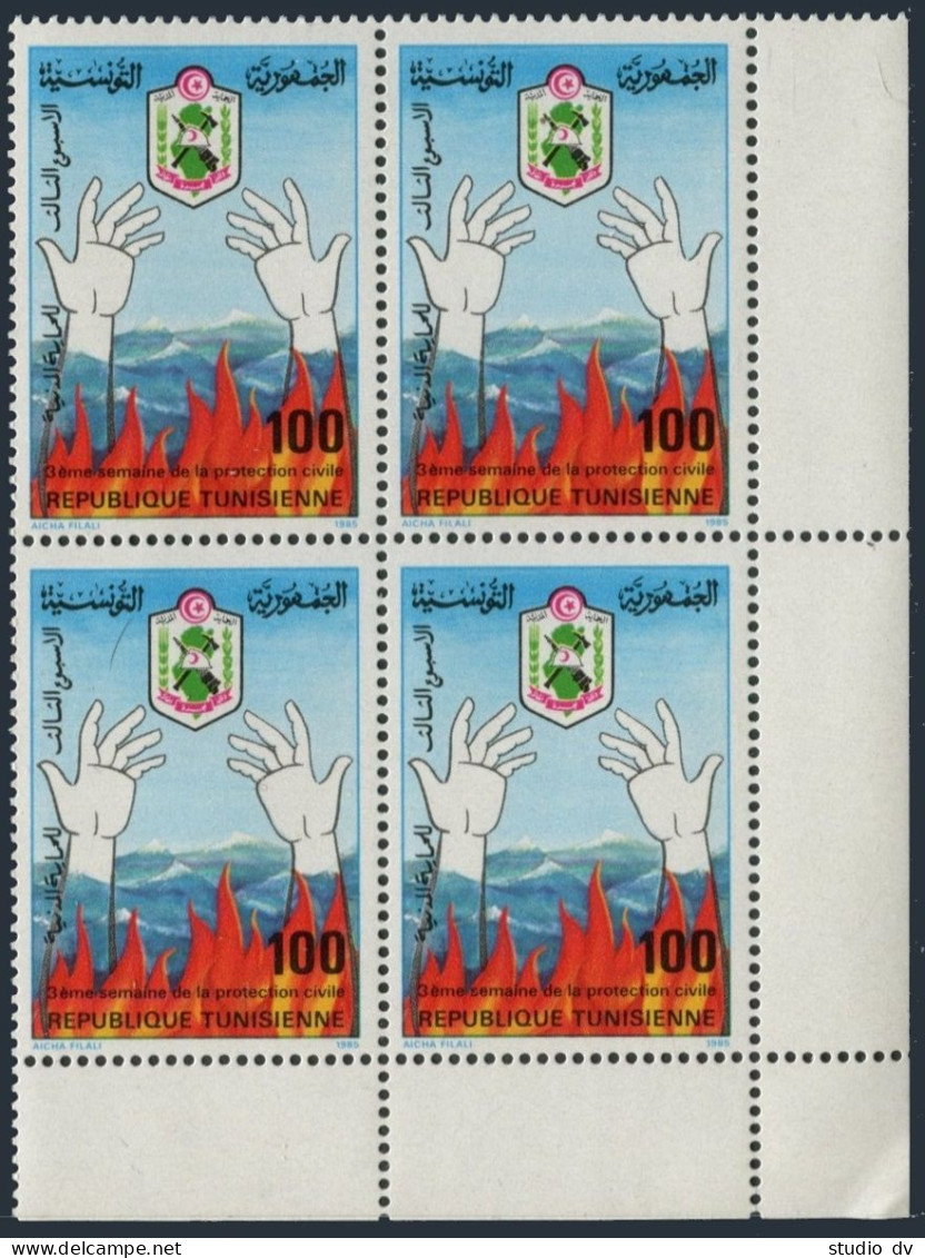 Tunisia 862 Block/4,MNH.Michel 1091. Civil Protection Week, 1985. - Tunisia