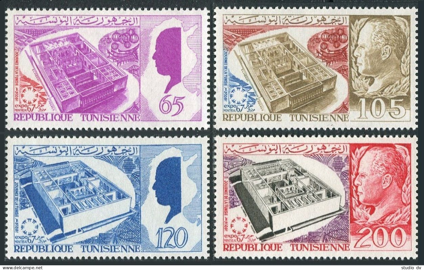 Tunisia 475-478, MNH. Michel 675-678. Tunisia Day At EXPO-1967. Map. - Tunisie (1956-...)