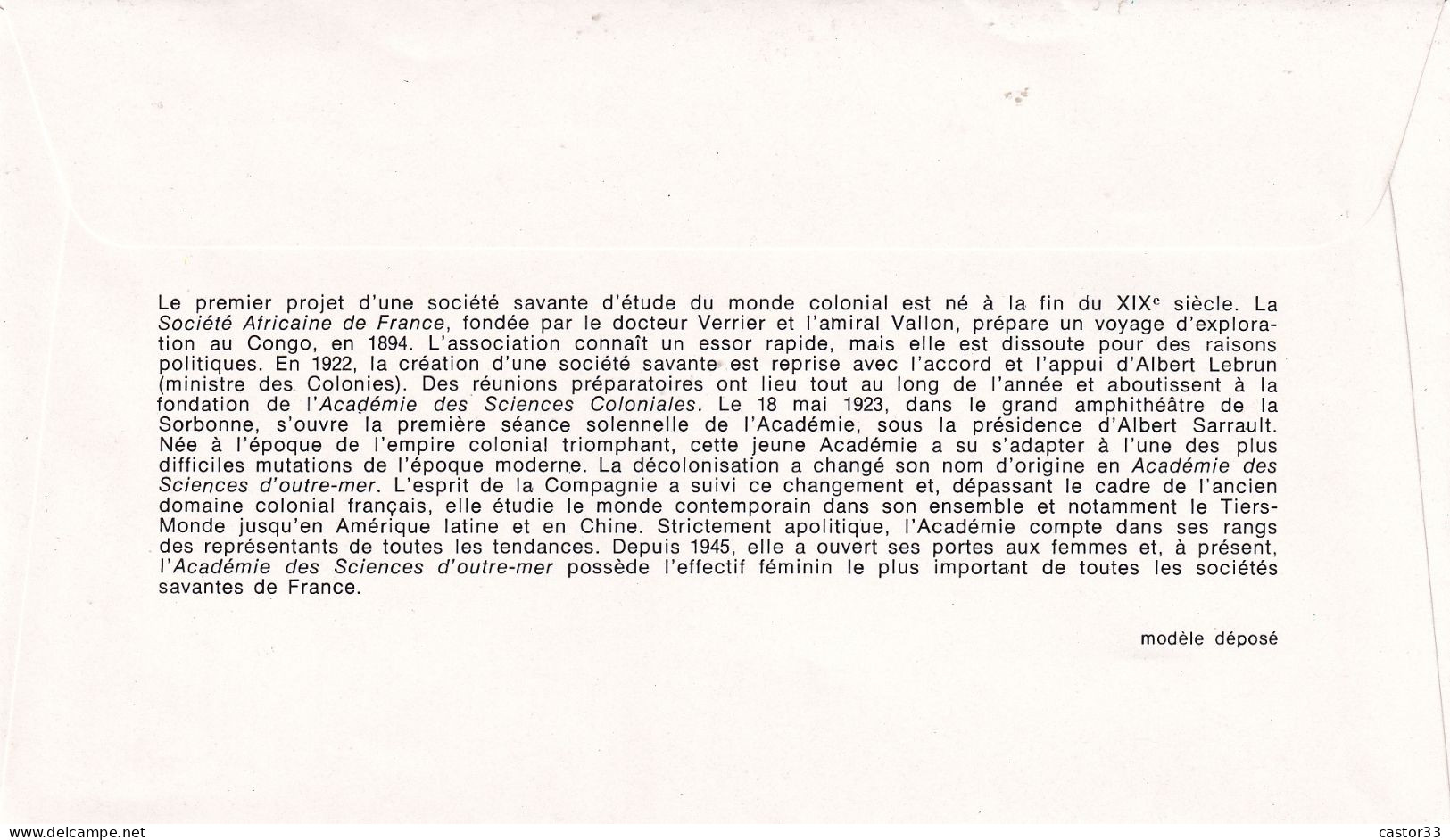 1er Jour, Académie Des Sciences D'Outre-Mer - 1970-1979