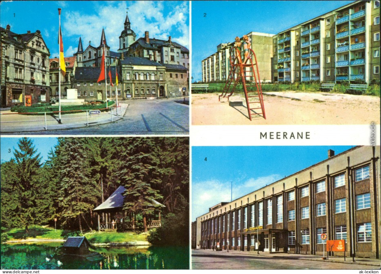 Meerane Ernst-Thälmann-Platz, Neubaugebiet, Stadtpark, Karl-Liebknecht-Haus 1981 - Meerane