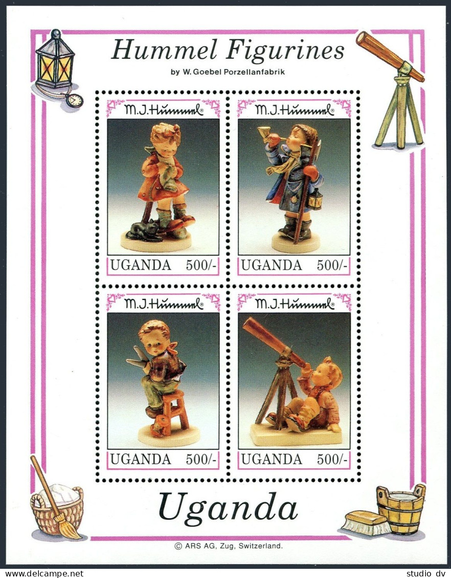 Uganda 1042 Ad Sheet, MNH. Michel . Hummel Figurines, 1992. - Oeganda (1962-...)