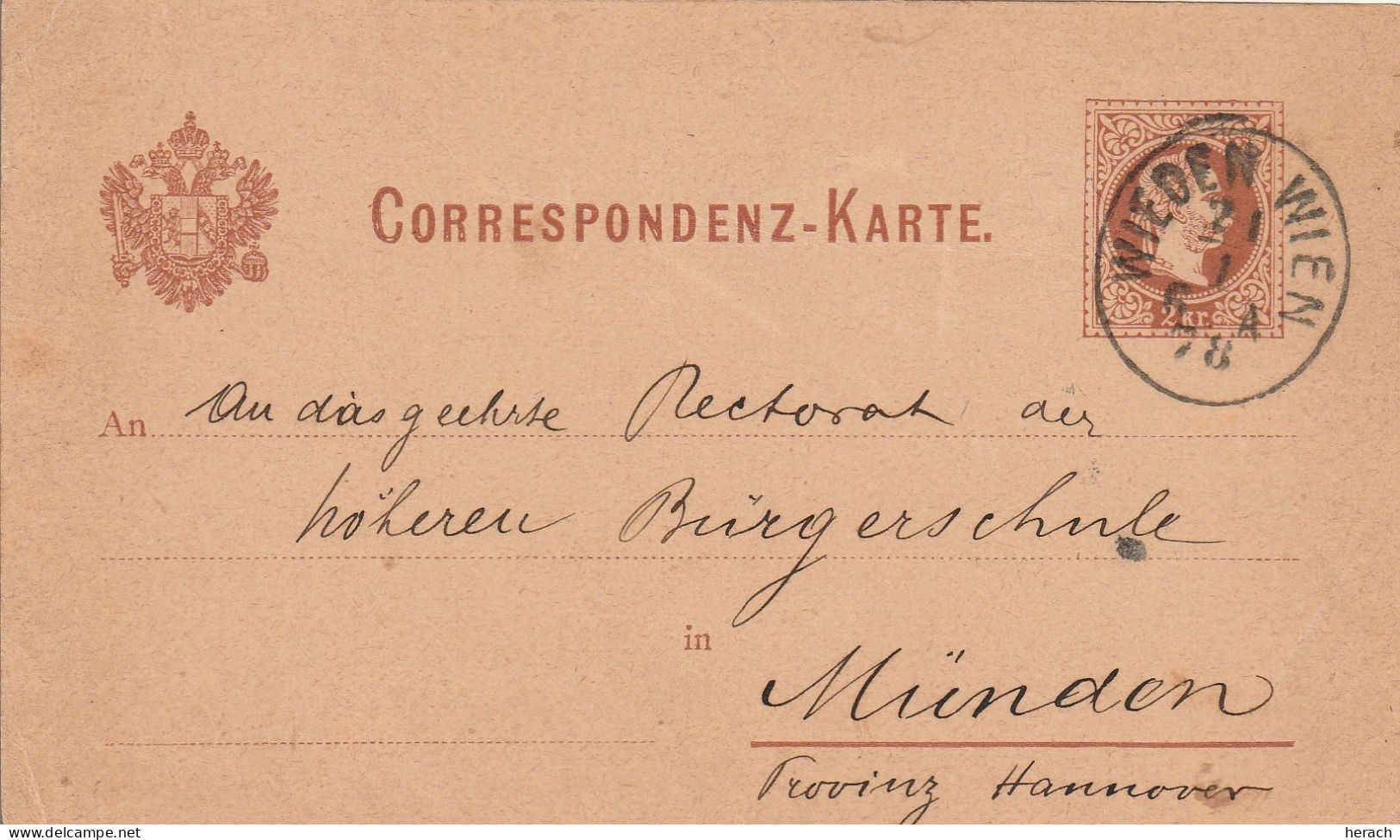 Autriche Entier Postal Wieden Wien 1878 - Cartes Postales