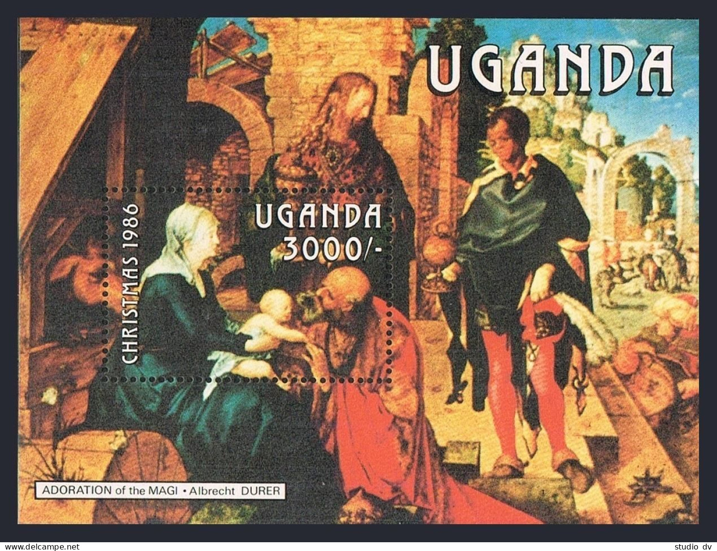 Uganda 533,MNH.Michel Bl.66. Christmas 1986.Albrecht Durer,Adoration Of The Magi - Ouganda (1962-...)