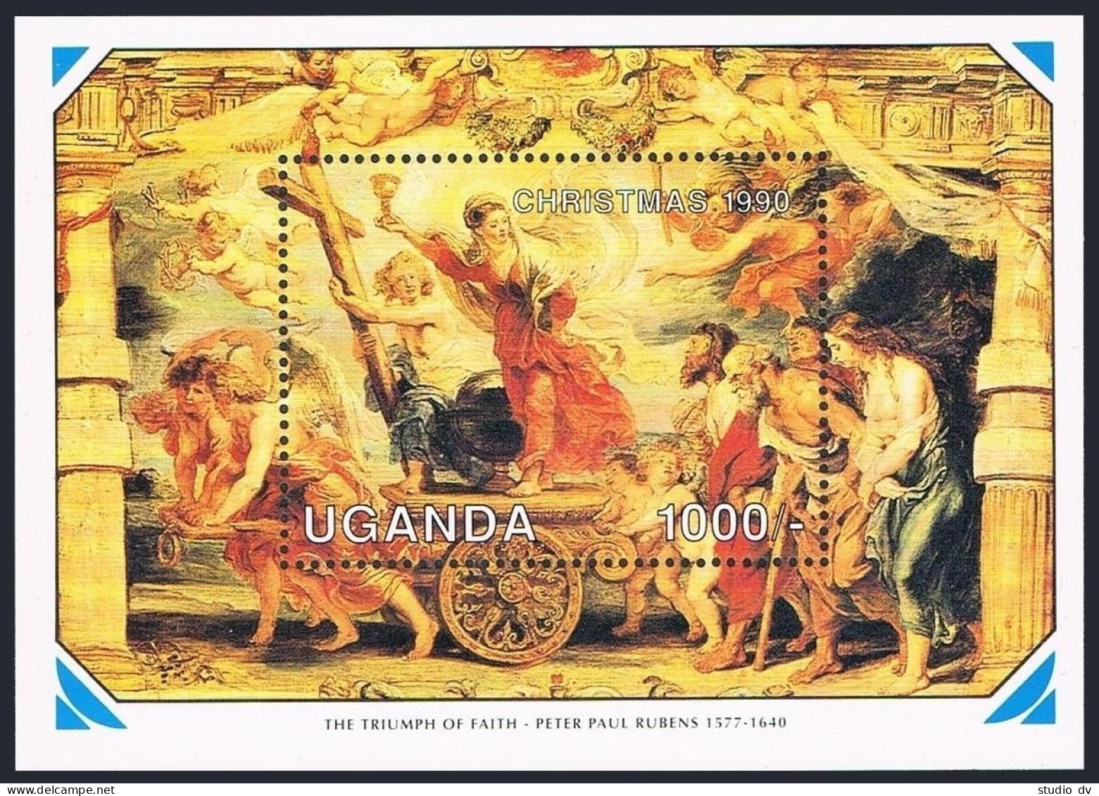 Uganda 854,MNH.Mi Bl.125. Christmas 1990.The Triumph Of Fight,by Peter Rubens. - Uganda (1962-...)