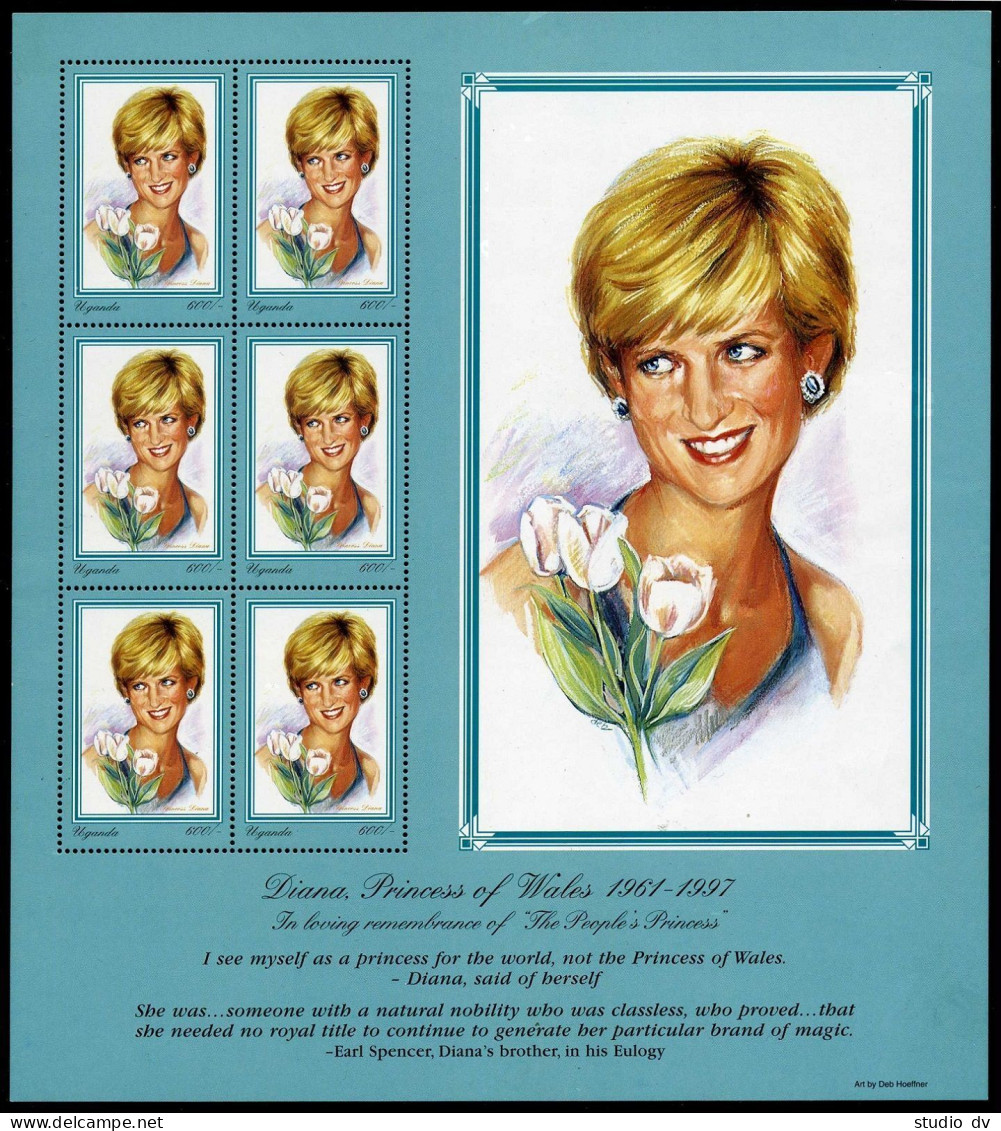 Uganda 1519 Sheet,MNH. Diana,Princess Of Wales,1961-1997. - Uganda (1962-...)